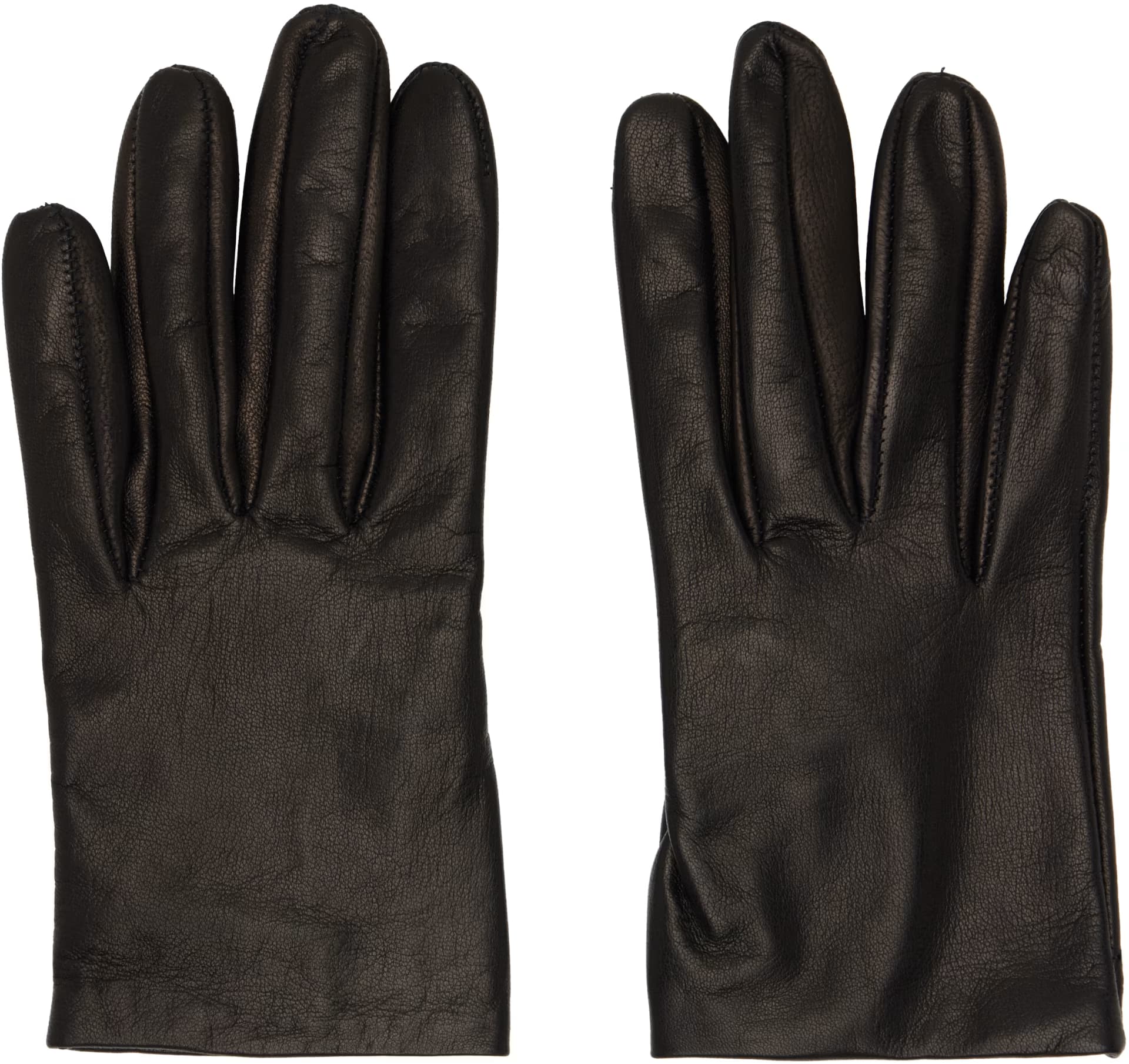 Black Short Leather Gloves by Mugler