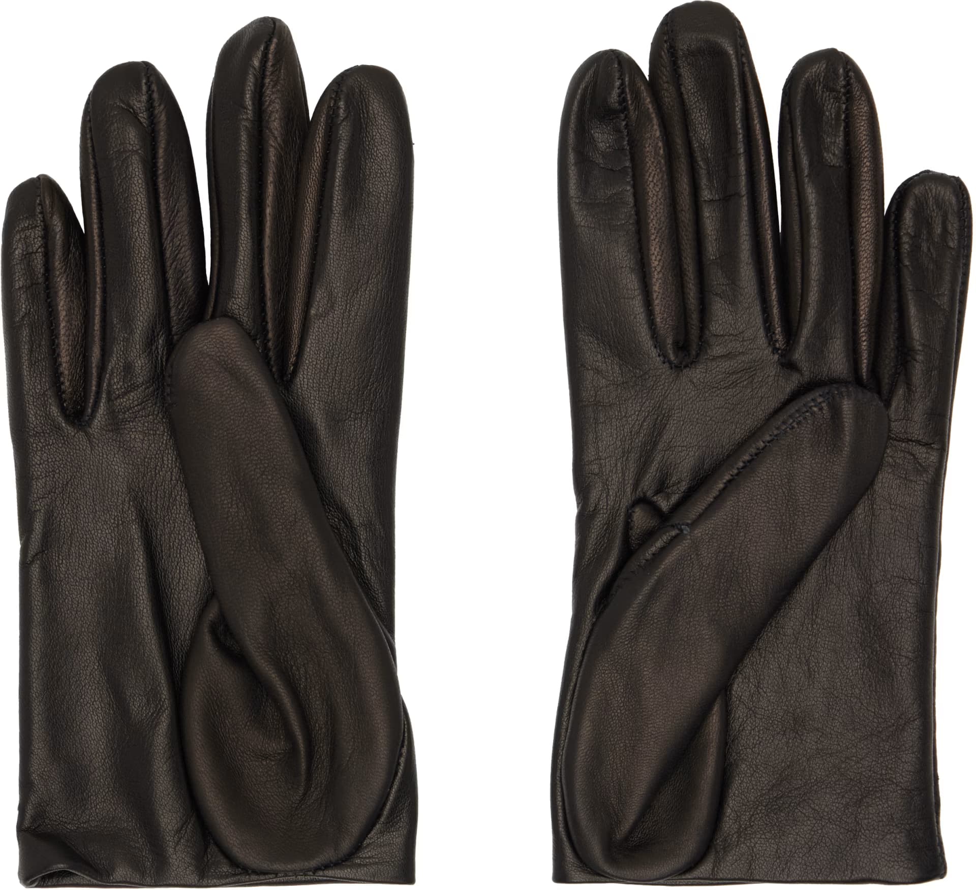 Black Short Leather Gloves 2