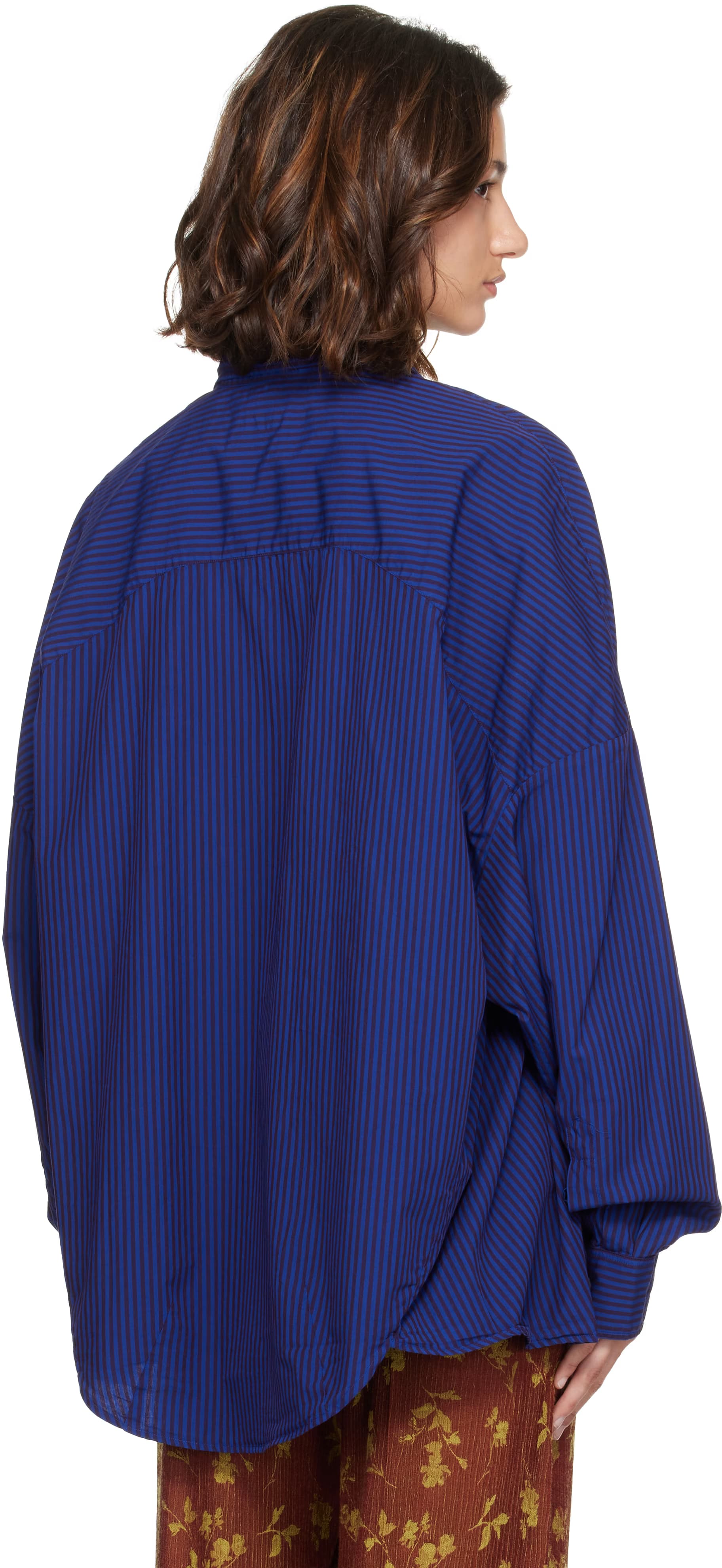 Blue & Burgundy Striped Cotton Shirt 3