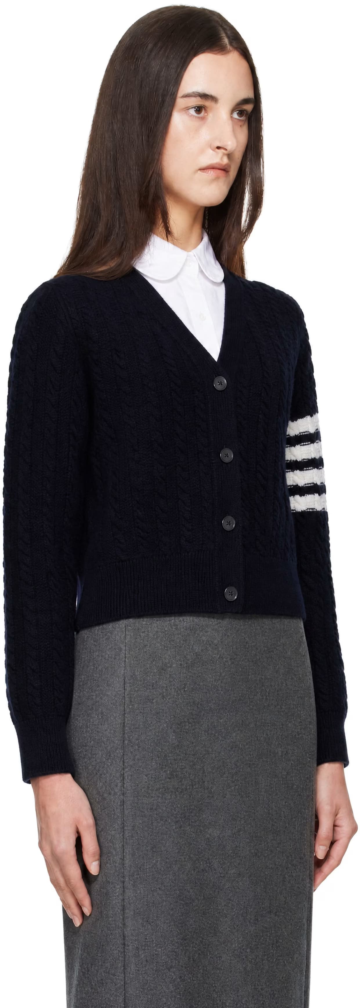 Navy 4-Bar Anchor Intarsia Cardigan by Thom Browne