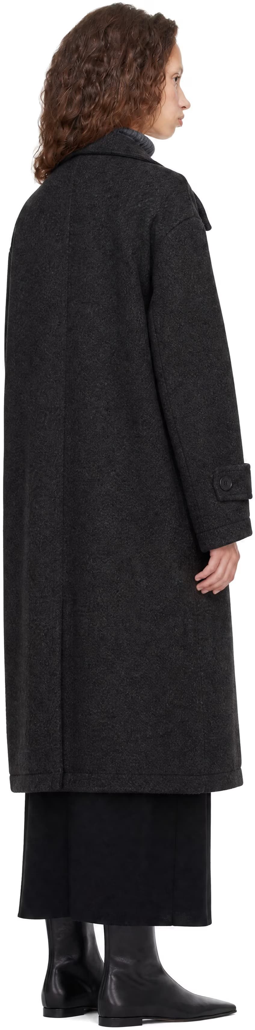 Gray Cashmere Blend High Neck Coat by COOR