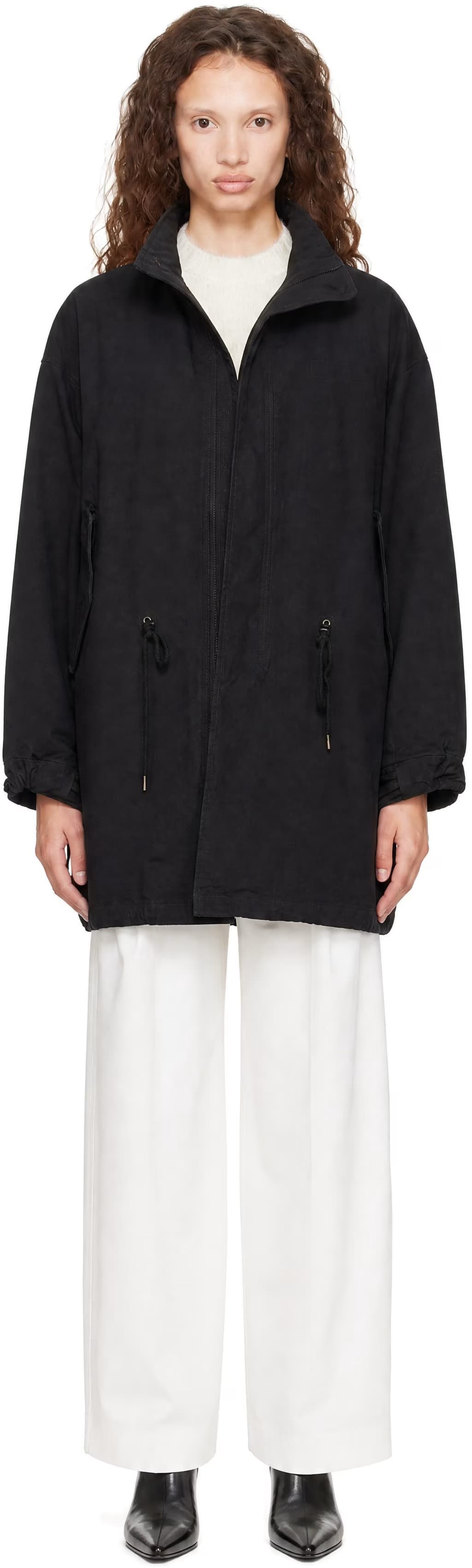 Black Garment Dyed Fishtail Parka by COOR