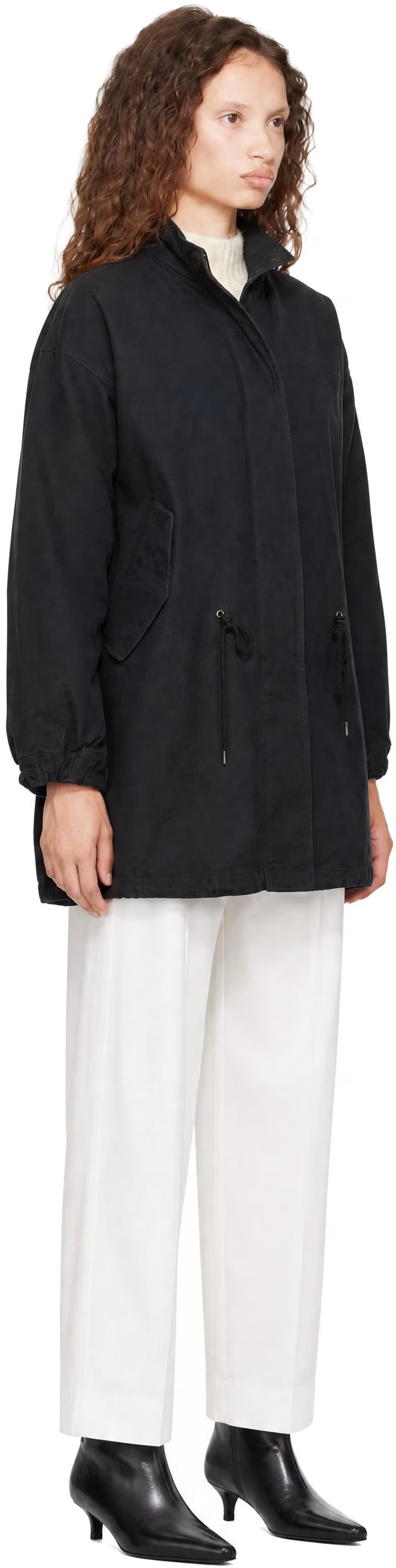 Black Garment Dyed Fishtail Parka by COOR