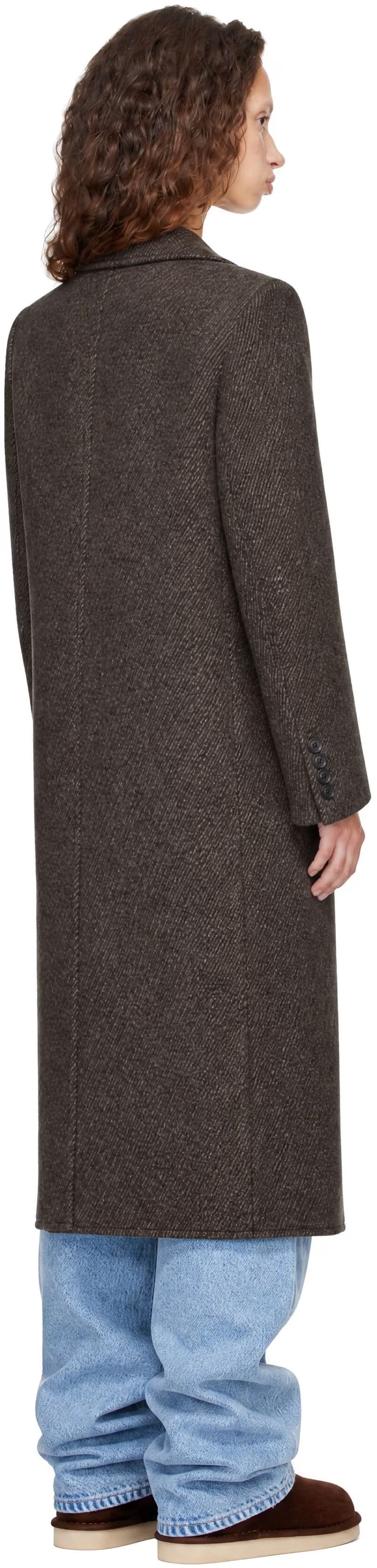 Brown Wool-Blend Twill Single Coat by COOR