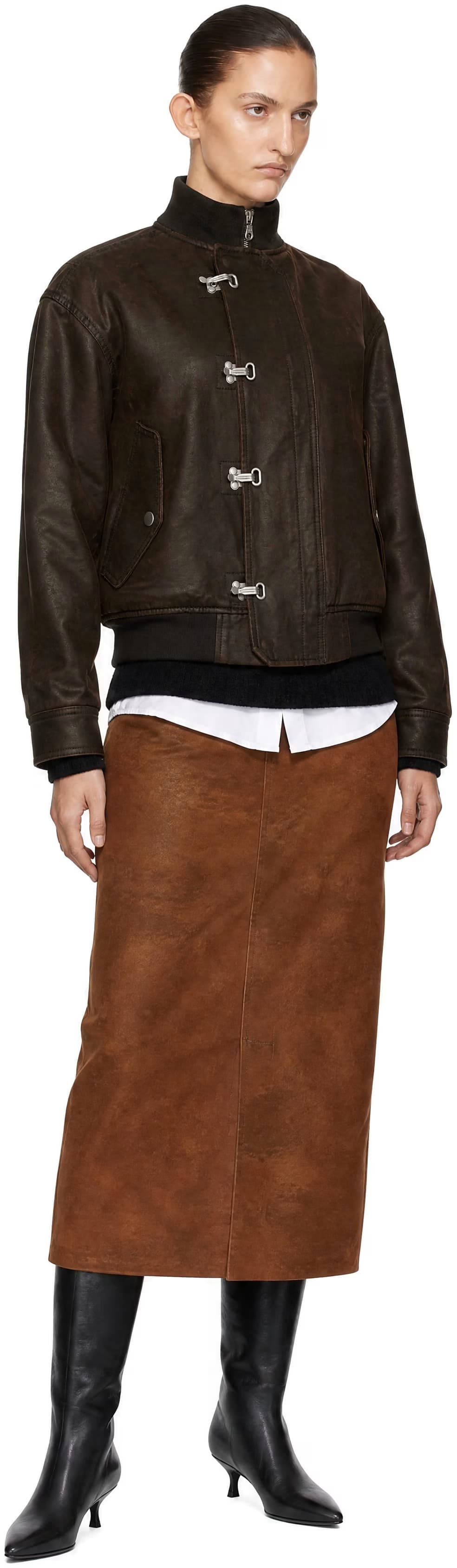 Brown Deck Hook Faux-Suede Bomber Jacket 4