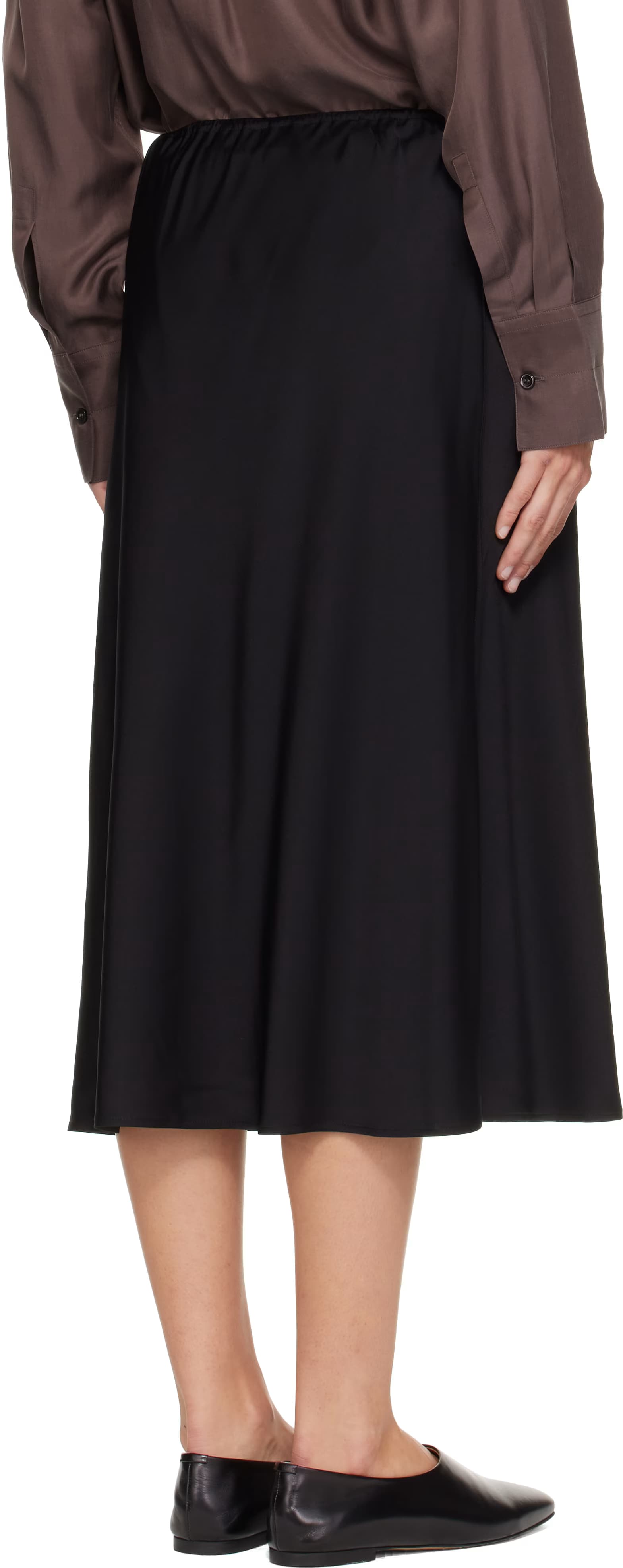 Black Silk Midi Skirt 3