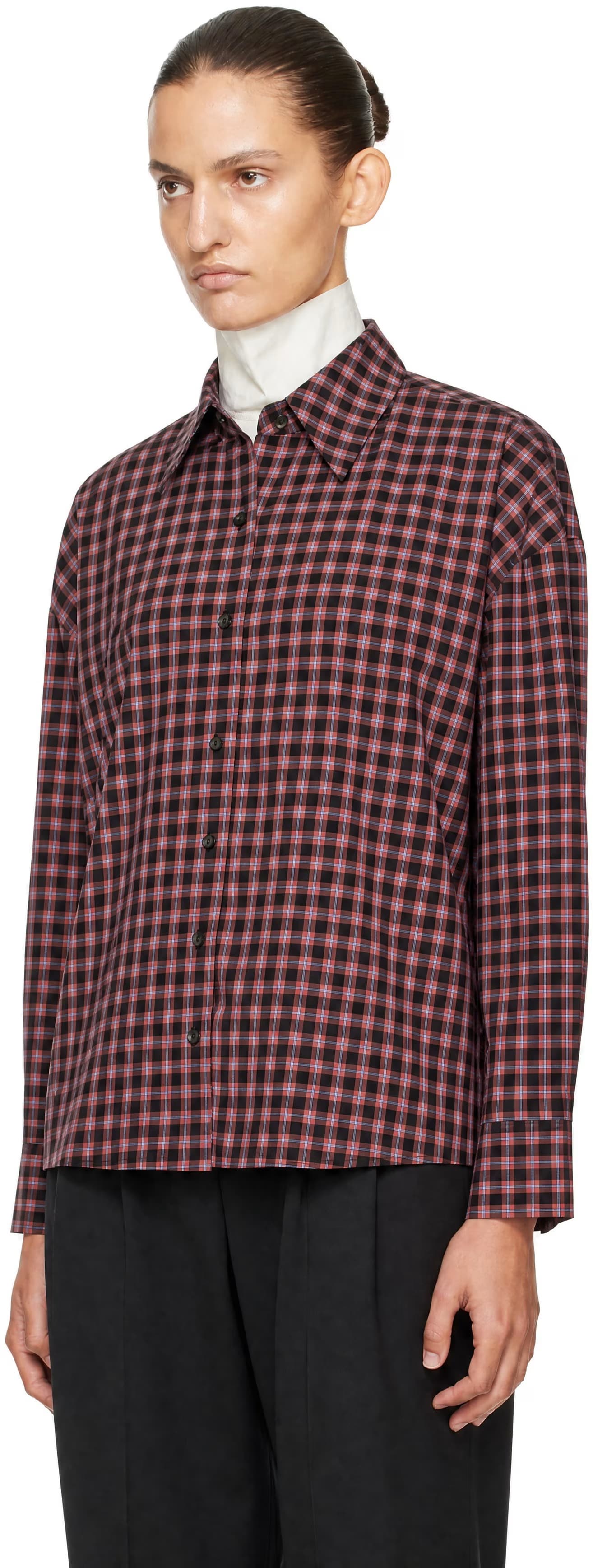 Red & Black Checked Oversized Shirt 4