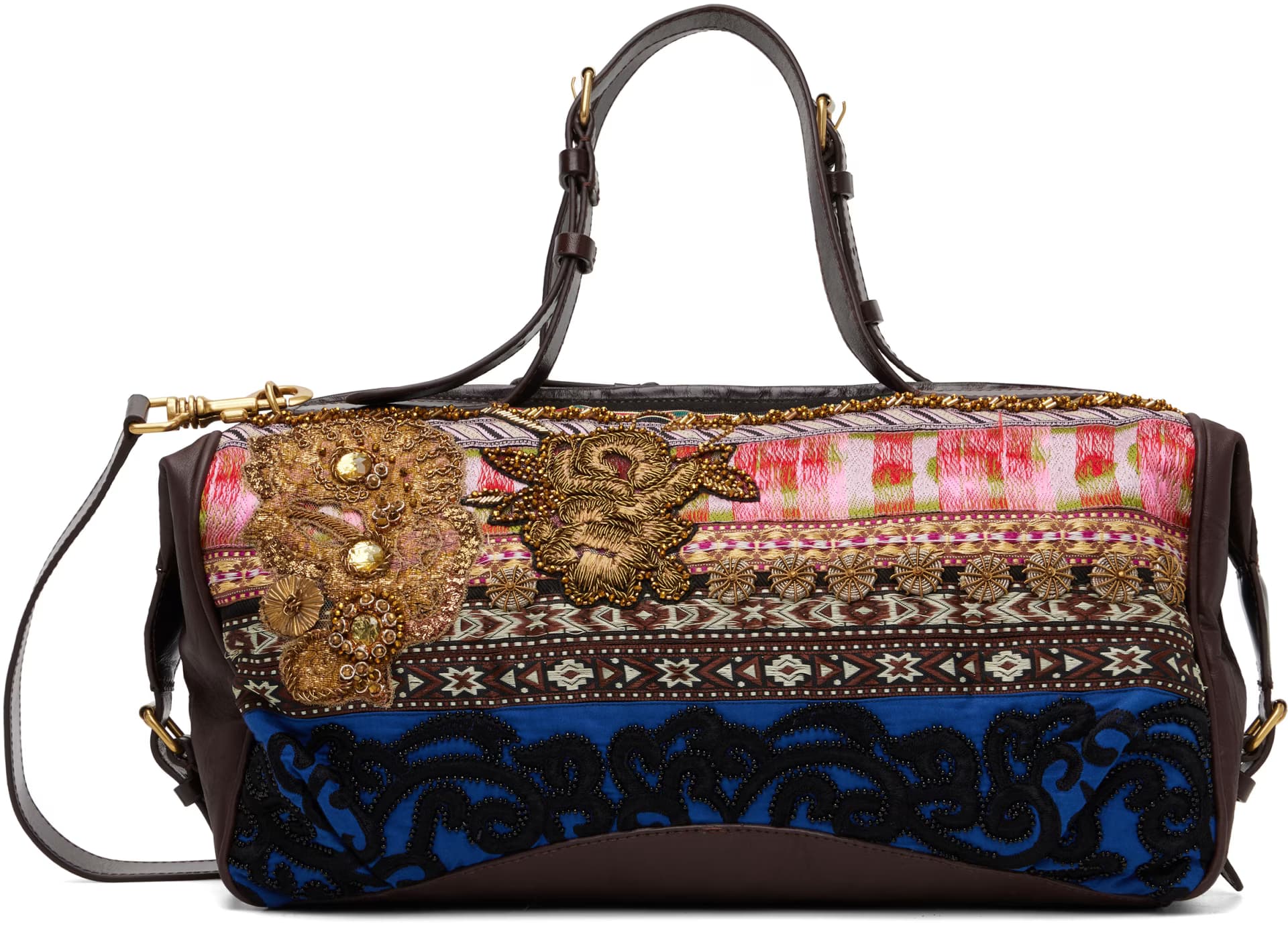 Multicolor Medium Embroidered East West Zip Bag by Dries Van Noten