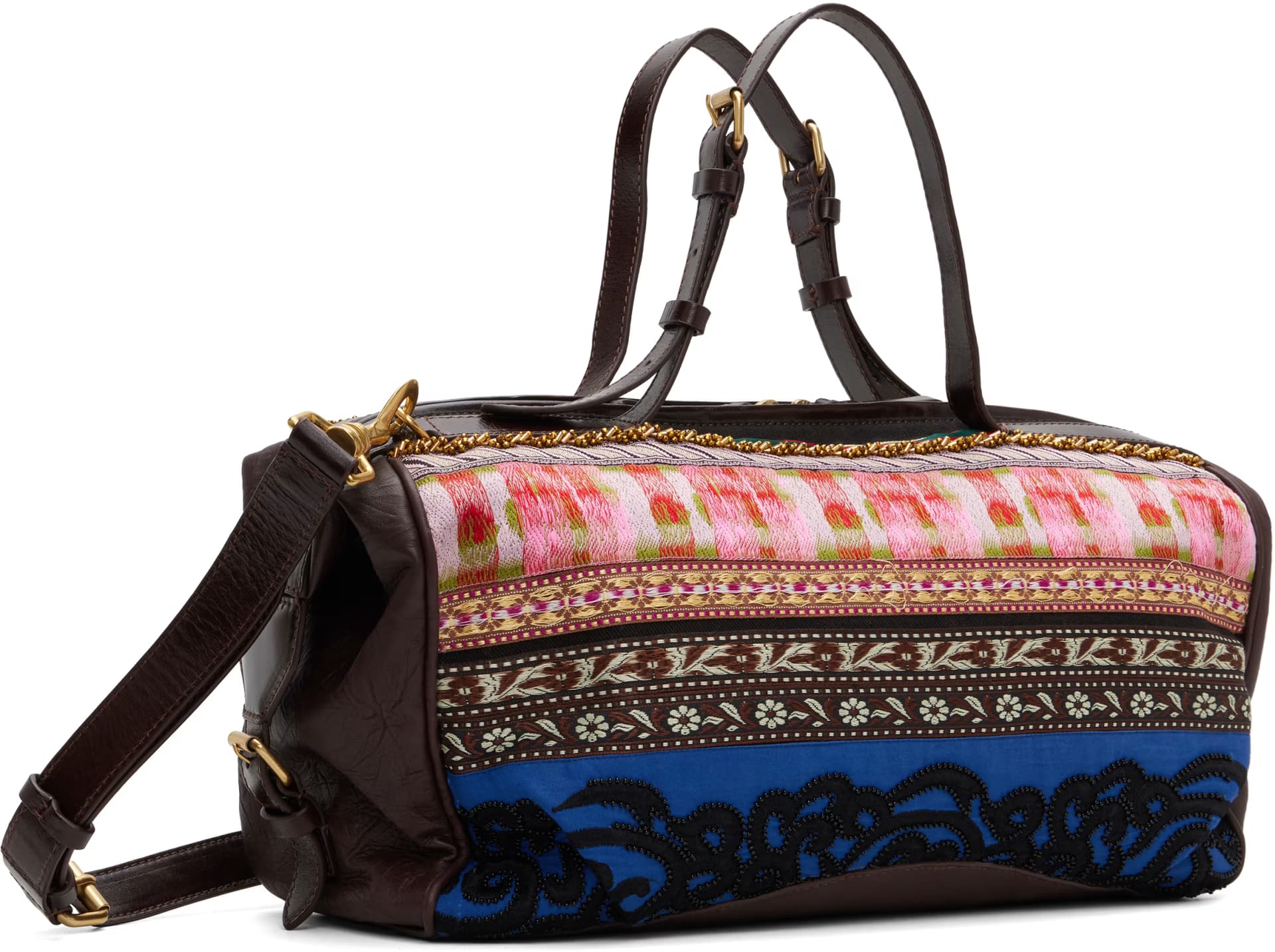 Multicolor Medium Embroidered East West Zip Bag 3