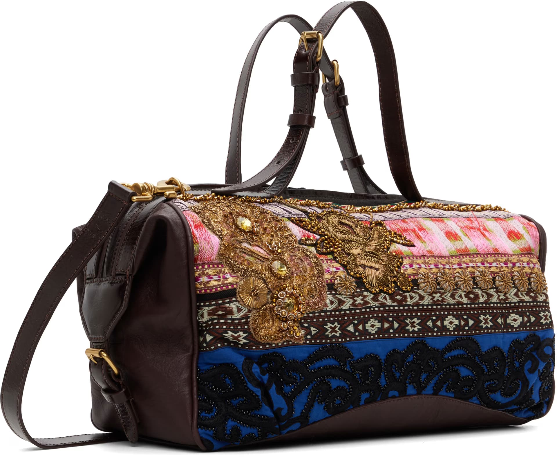 Multicolor Medium Embroidered East West Zip Bag 2