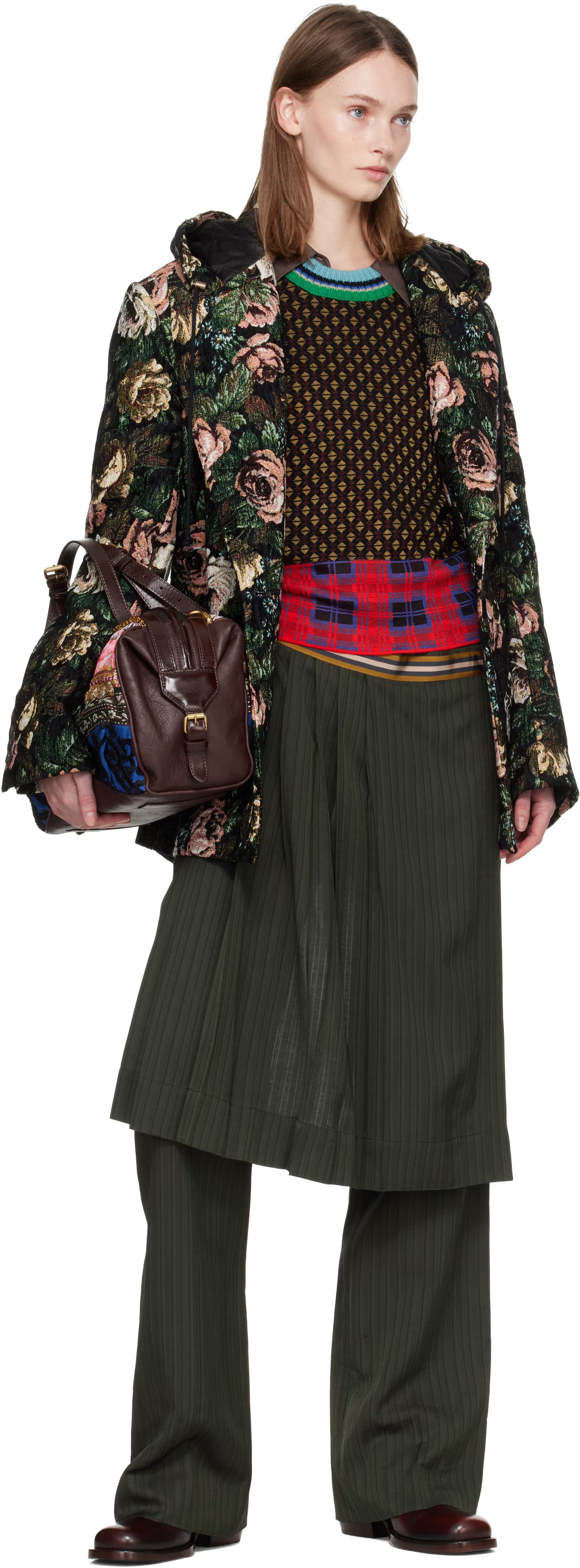 Multicolor Medium Embroidered East West Zip Bag 4
