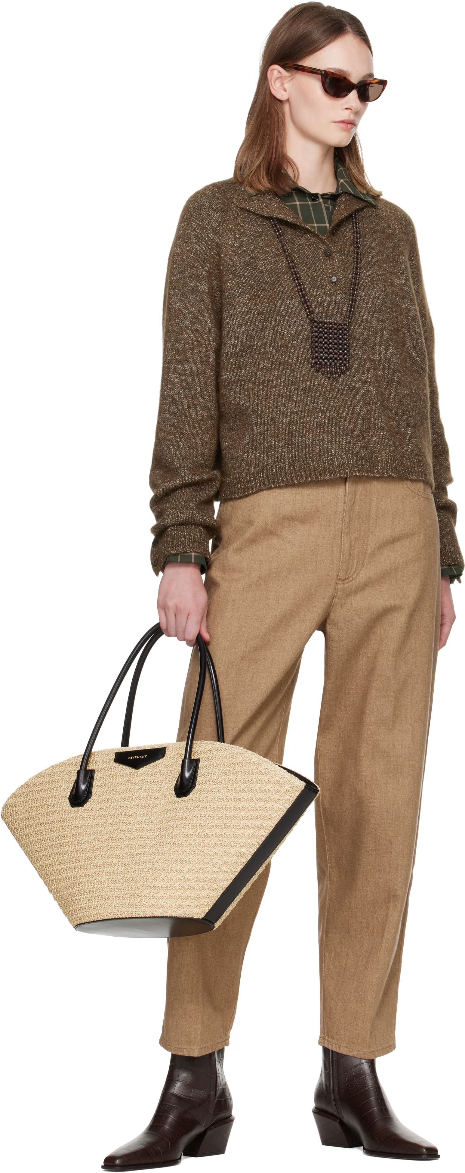 Beige Small Antigona Basket Tote by Givenchy