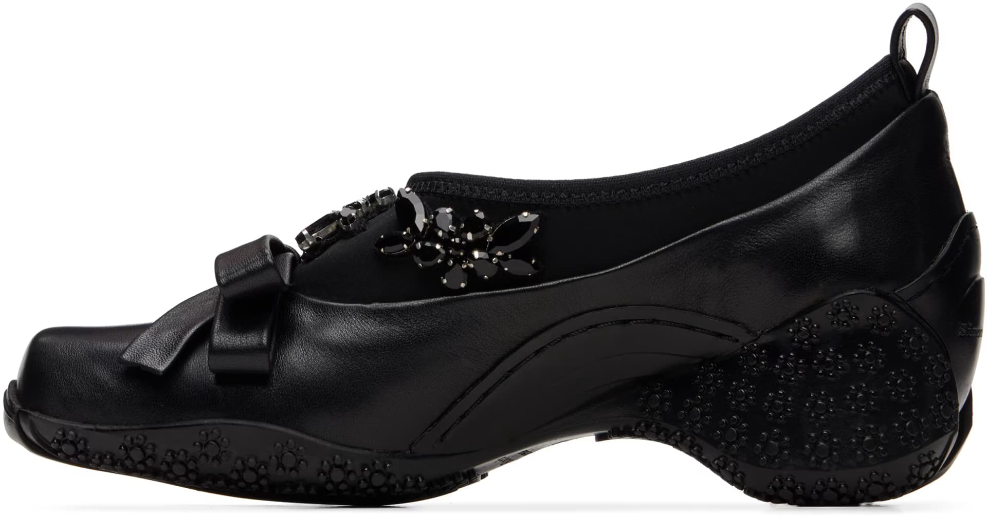 Black Embellished Bow Ballet Loafers 3