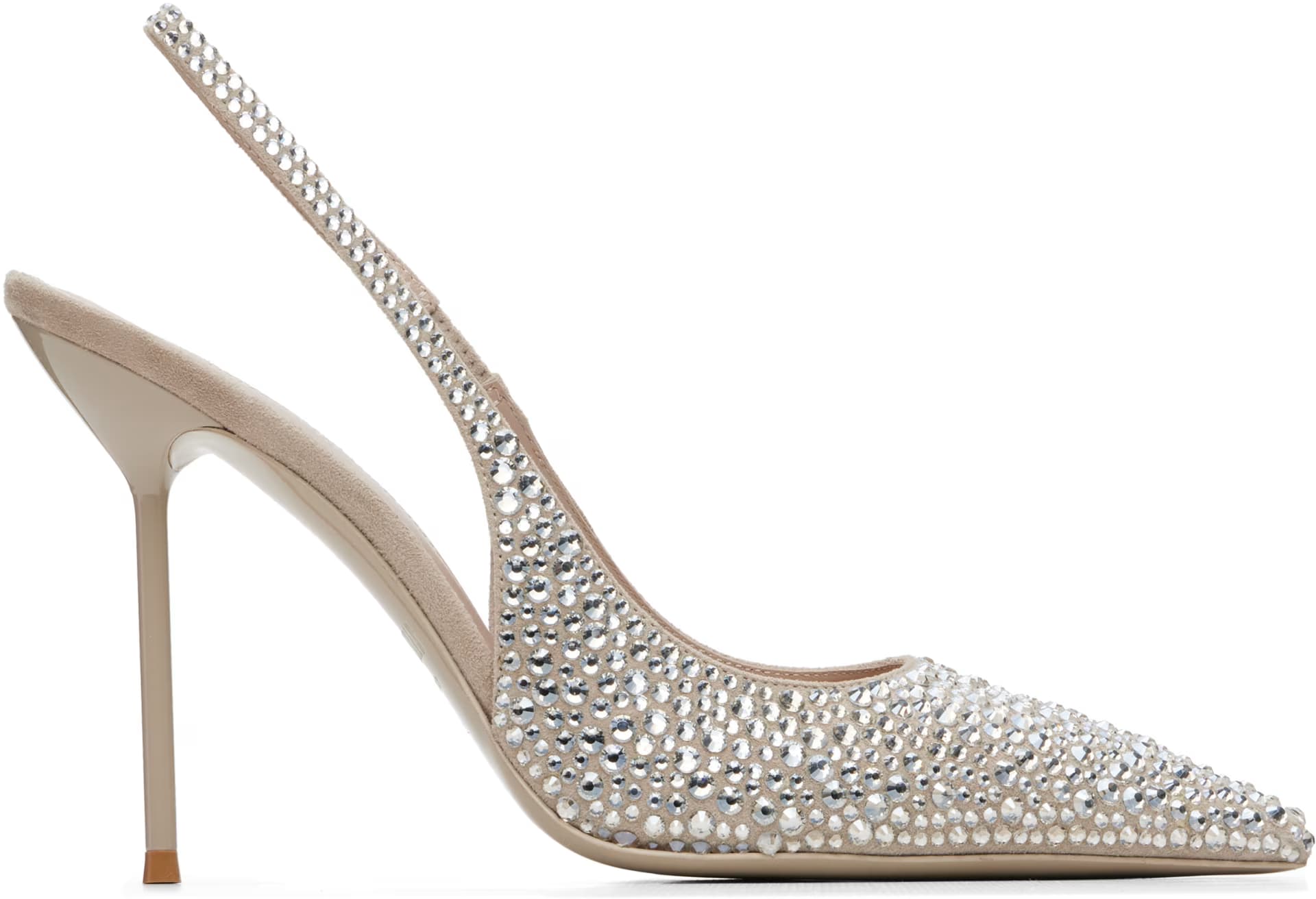 Taupe Lidia Slingback Crystal 105 Heels by Paris Texas