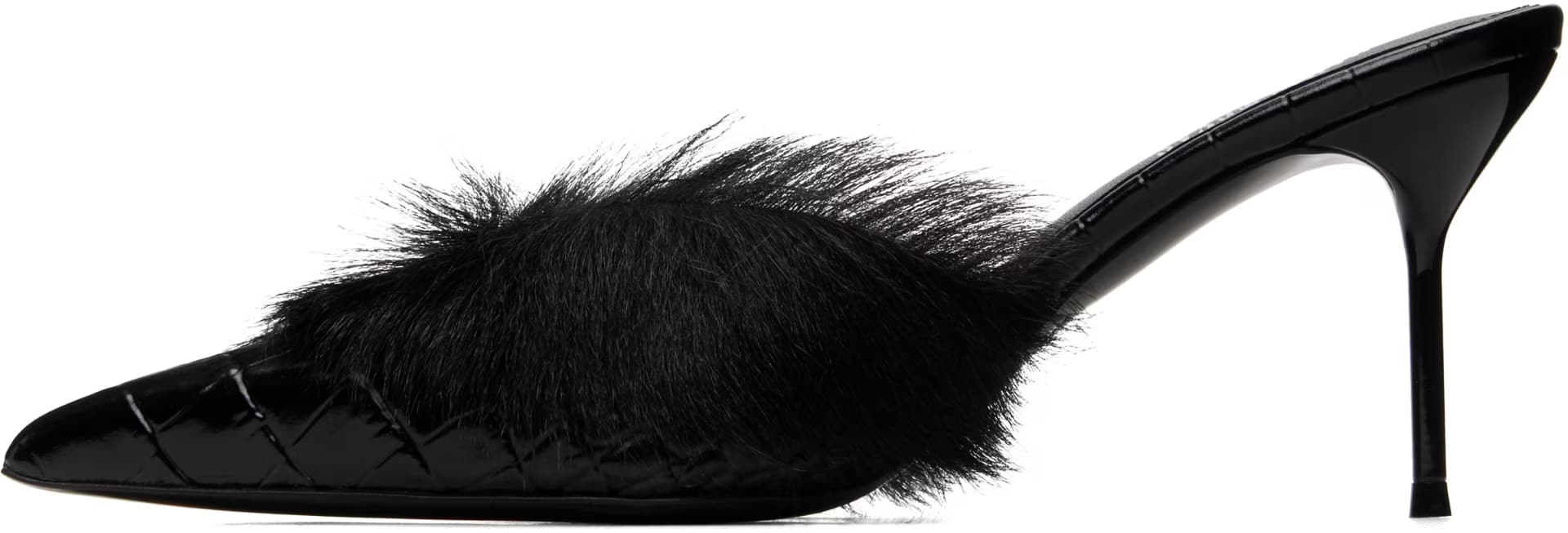 Black Lidia 70mm Fur Heels 3
