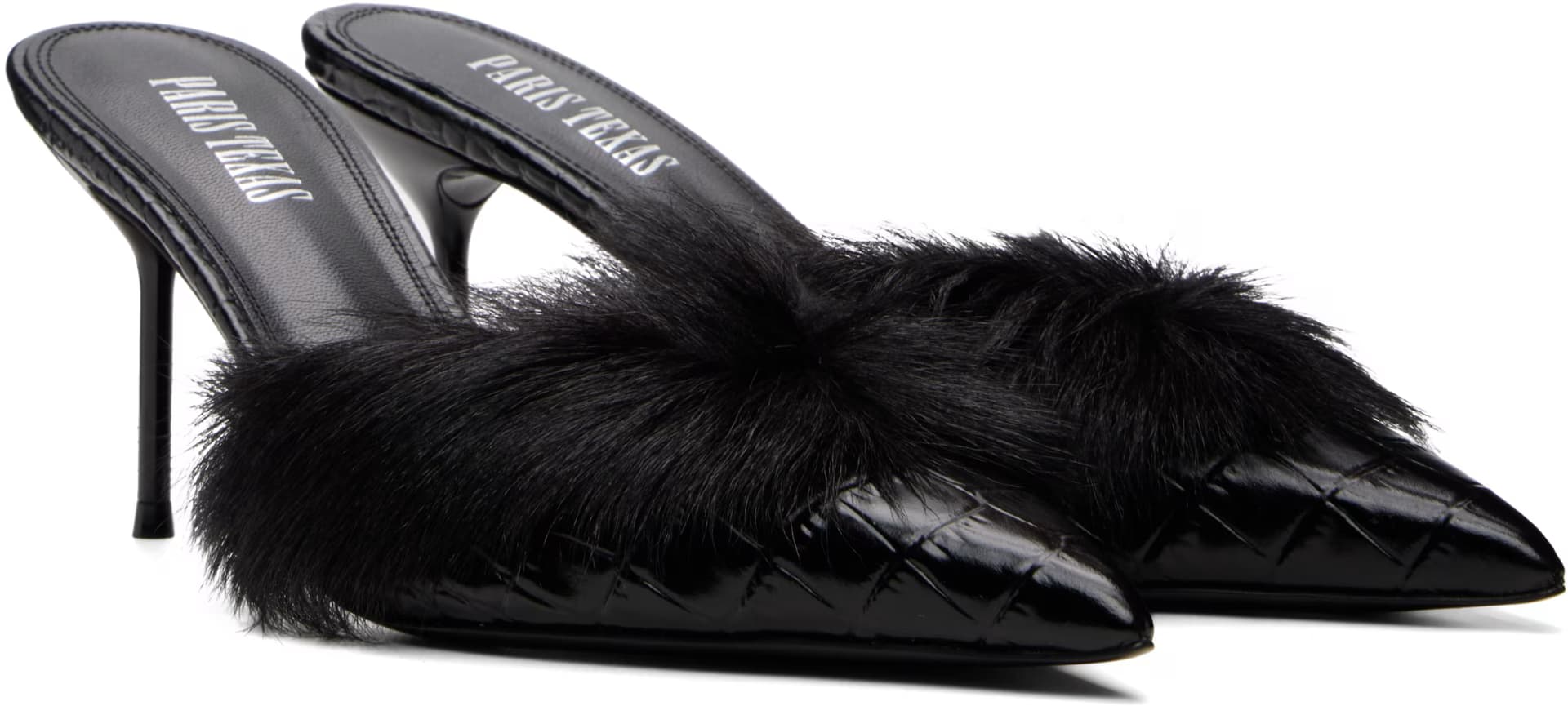 Black Lidia 70mm Fur Heels 4