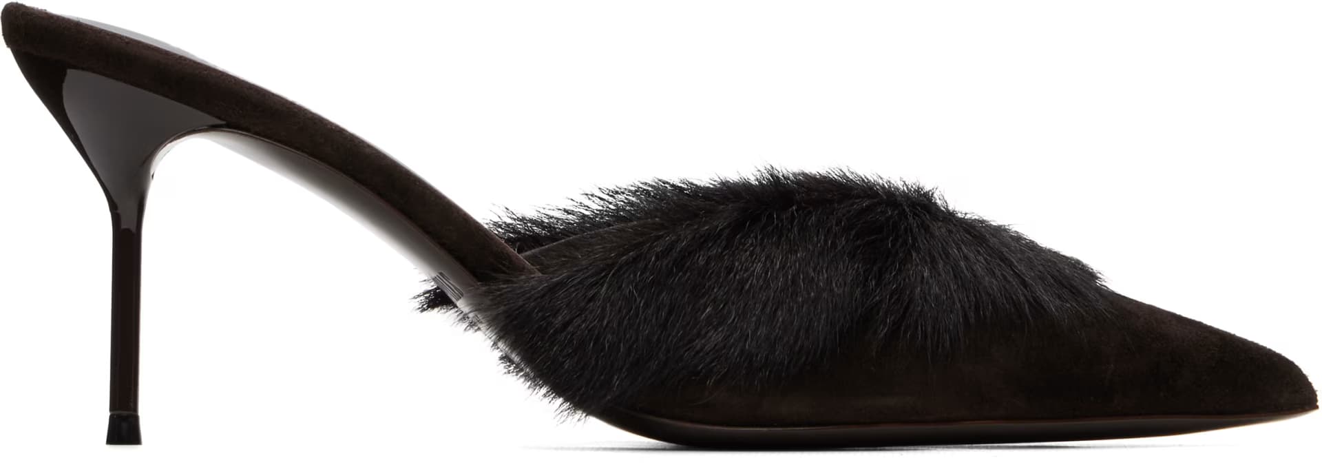 Brown Lidia 70mm Suede Mule Heels by Paris Texas