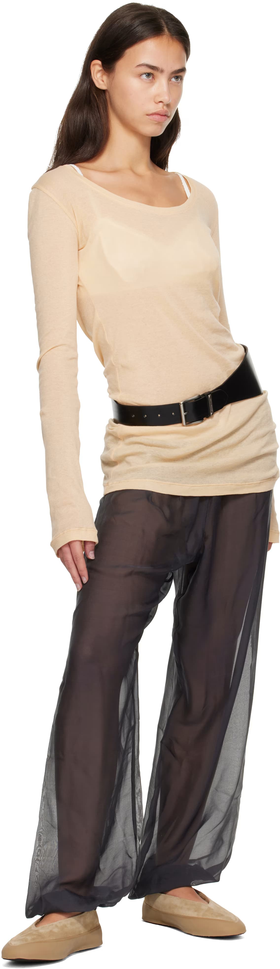 Beige Apres Ski Ballerina Flats 5
