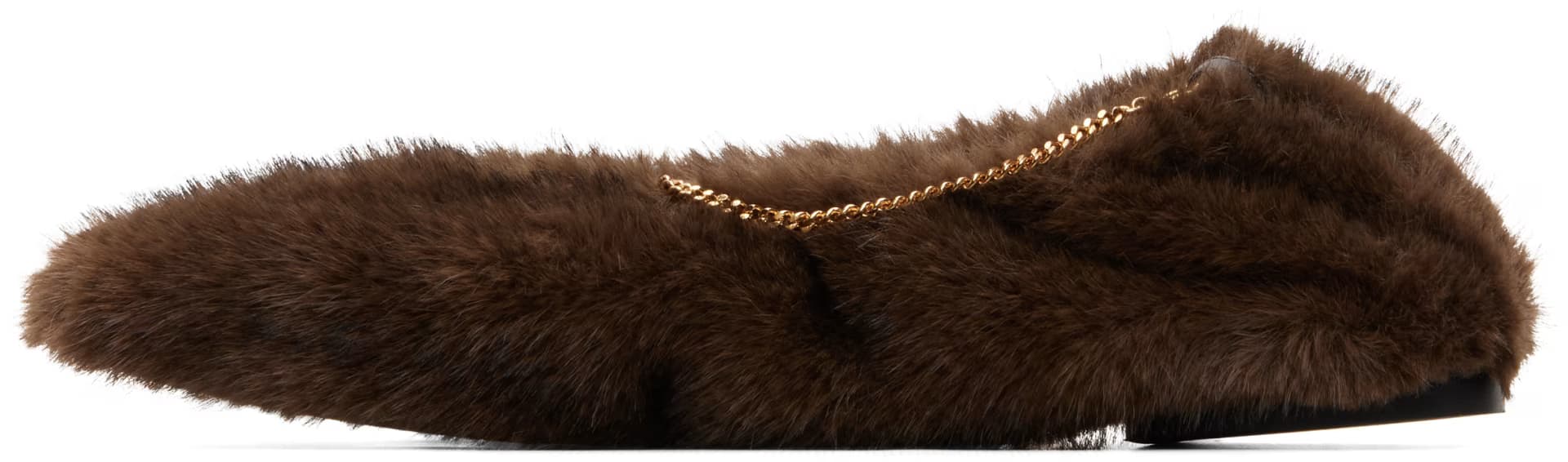 Brown Mink Ankle Chain Ballerina Flats 3