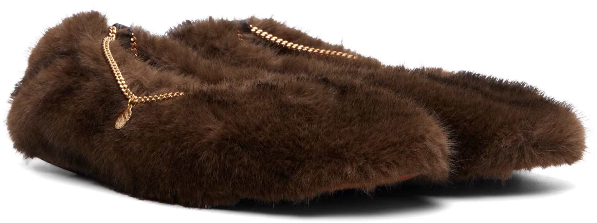 Brown Mink Ankle Chain Ballerina Flats 4