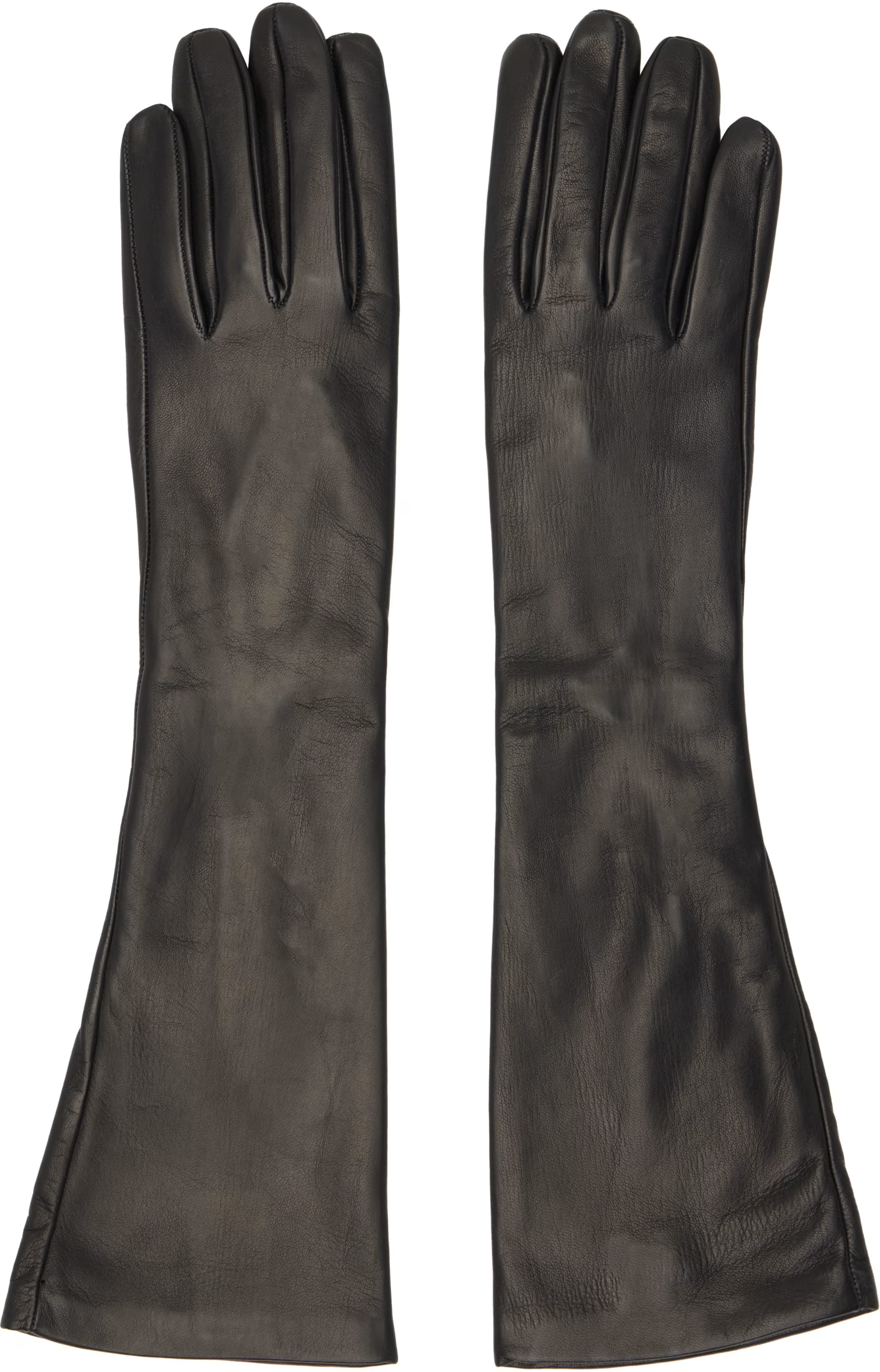 Black Midi Leather Gloves by Toteme