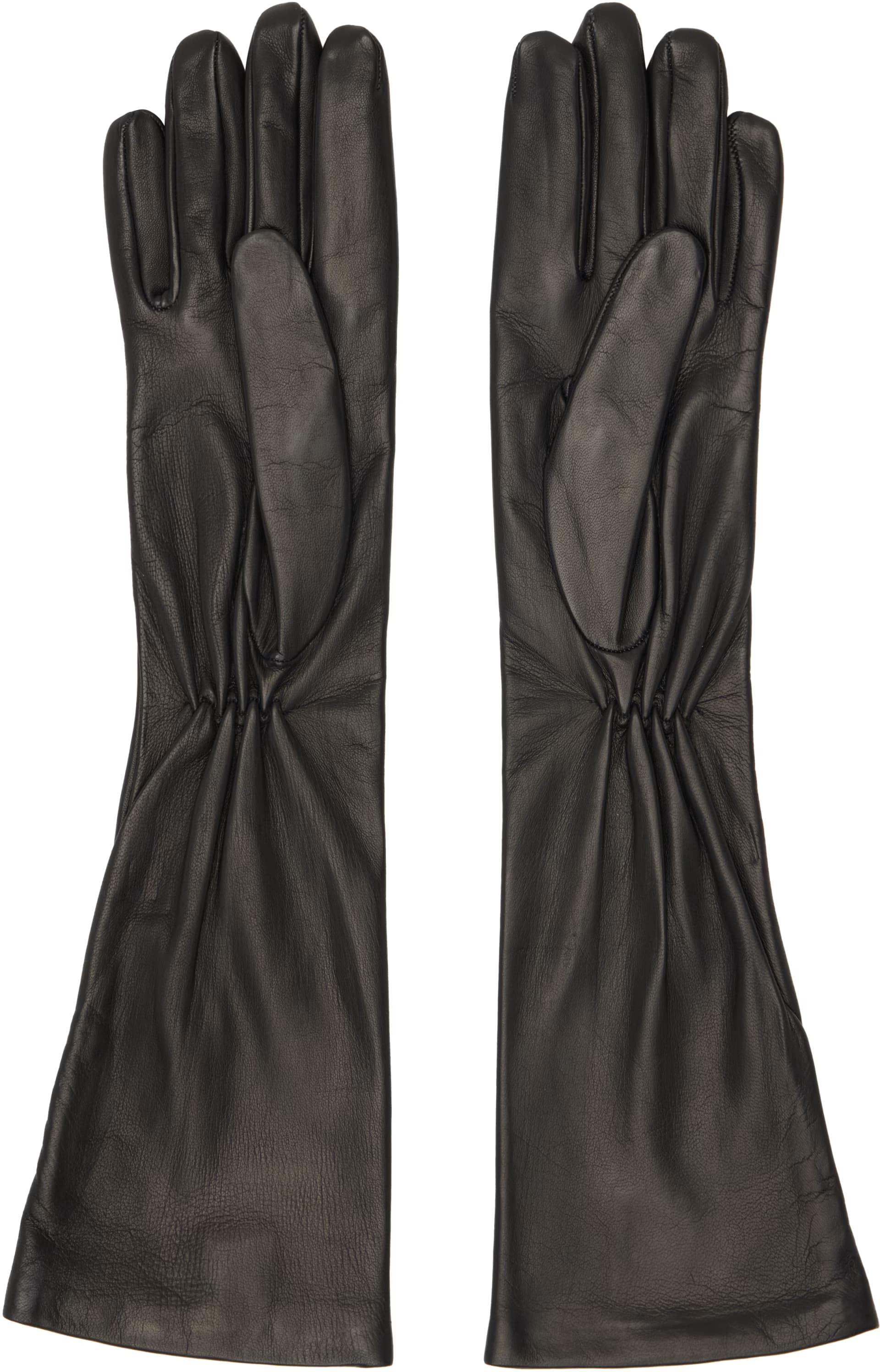 Black Midi Leather Gloves 2