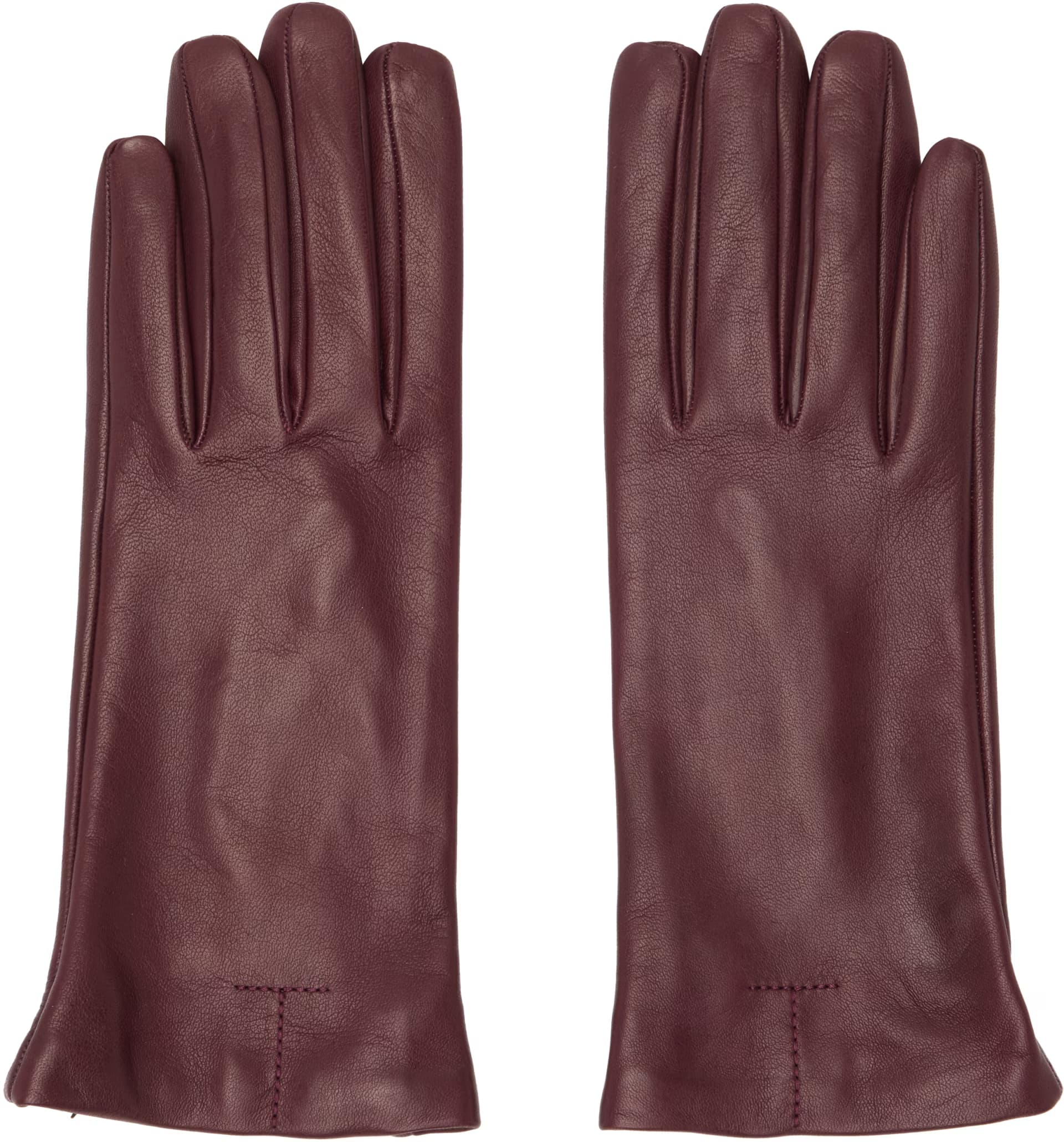 Burgundy Leather Gloves by Toteme