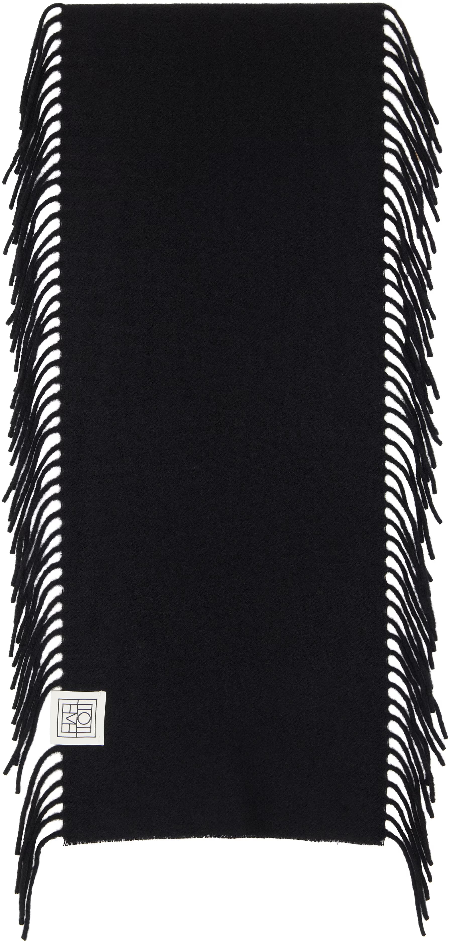 Black Cashmere Tassel Scarf by Toteme
