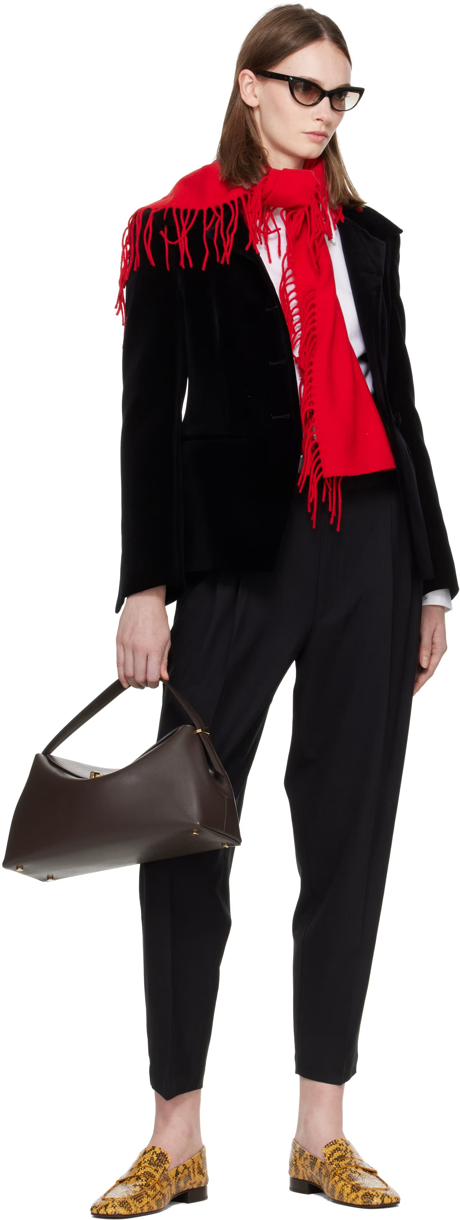 Red Cashmere Tassel Scarf 2