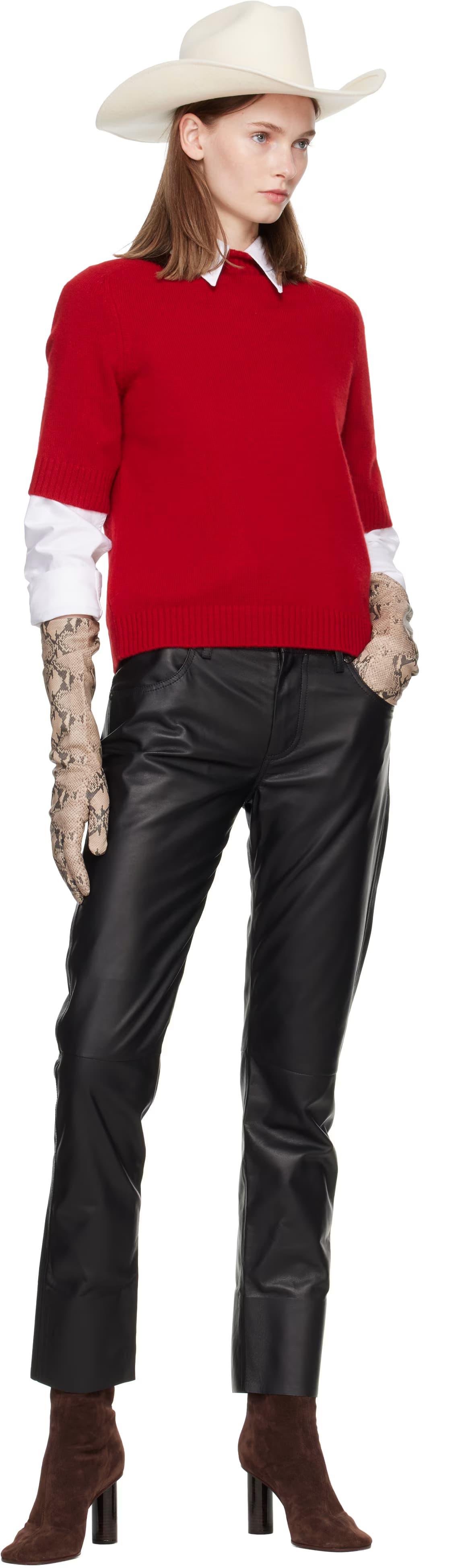 Brown Essentials Long Gloves 3