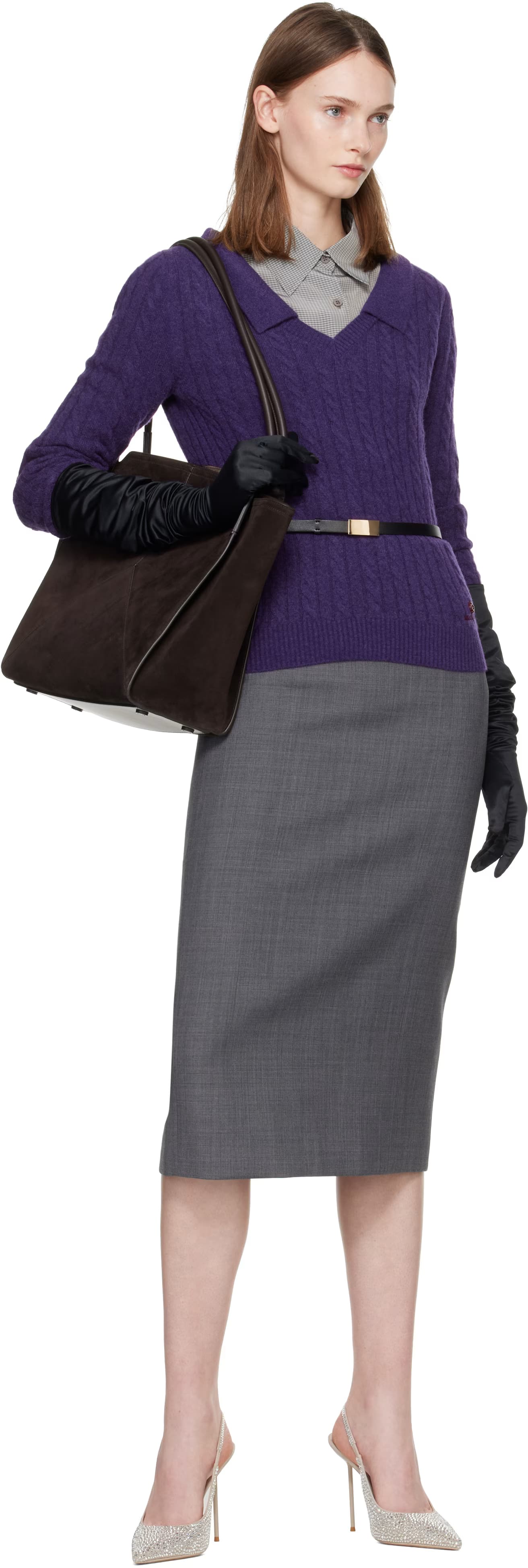 Black Satin Extra Long Gloves 3