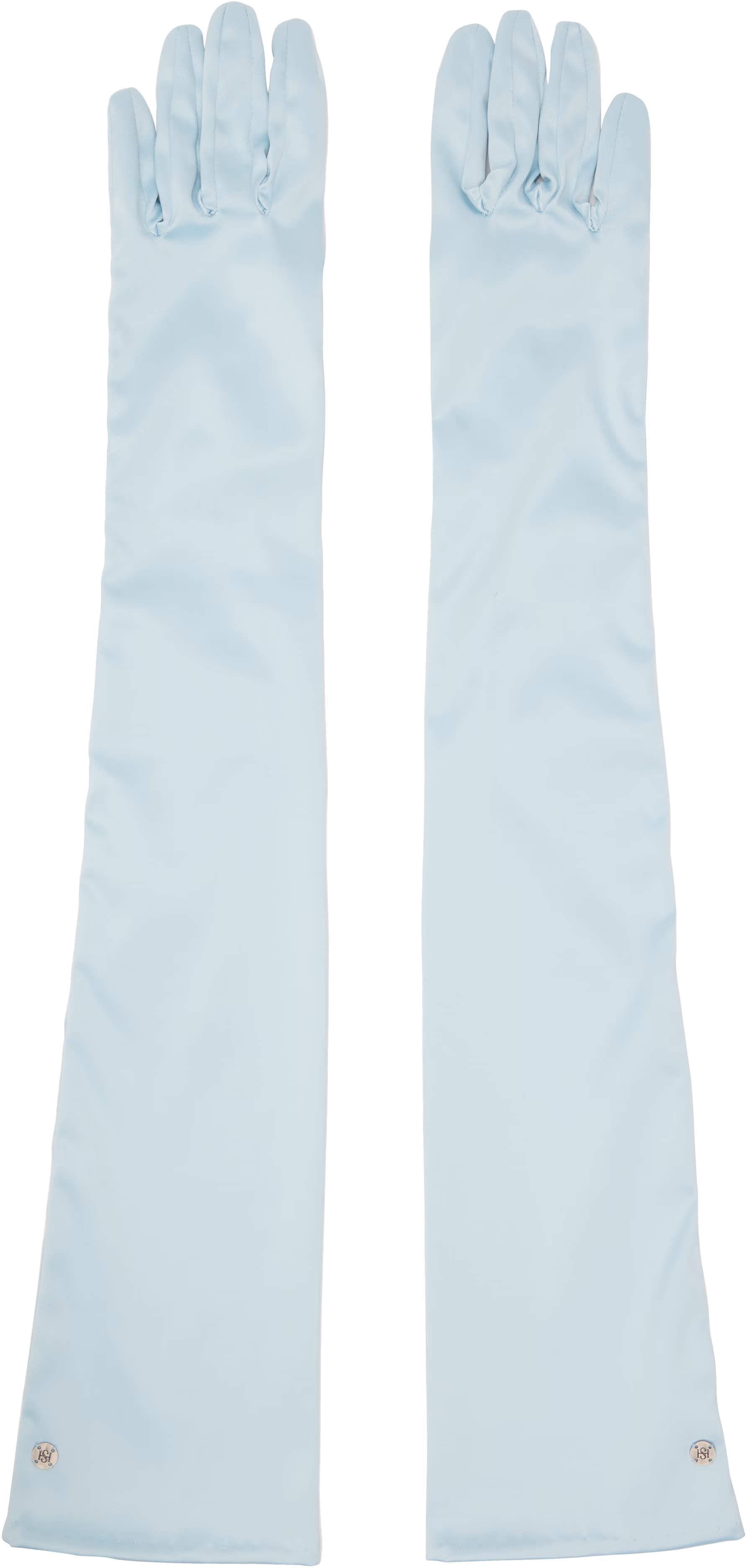 Blue Satin Extra Long Gloves by Handsome Stockholm