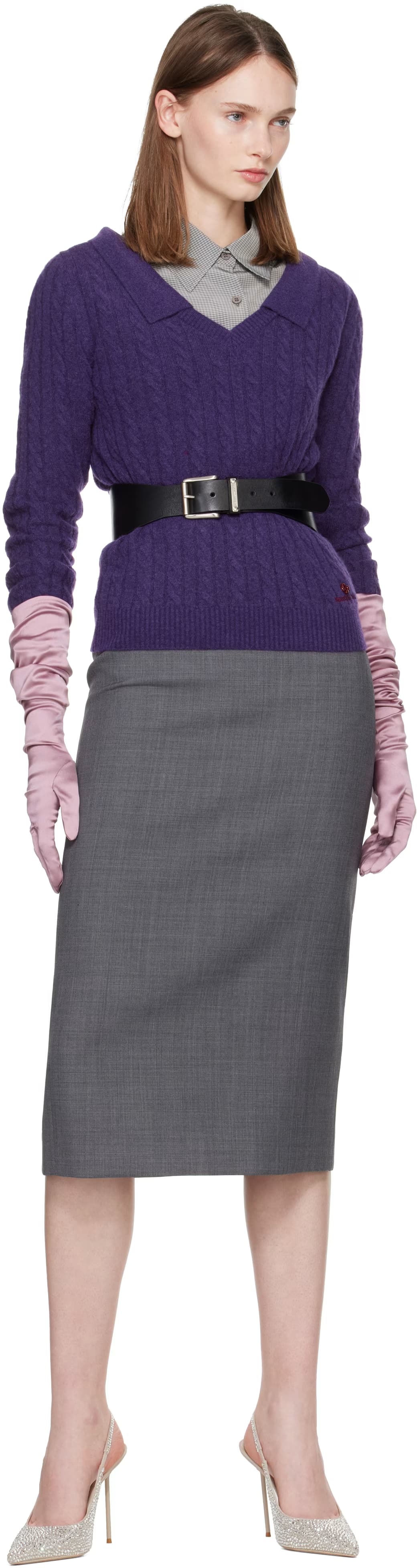 Pink Satin Extra Long Gloves 3