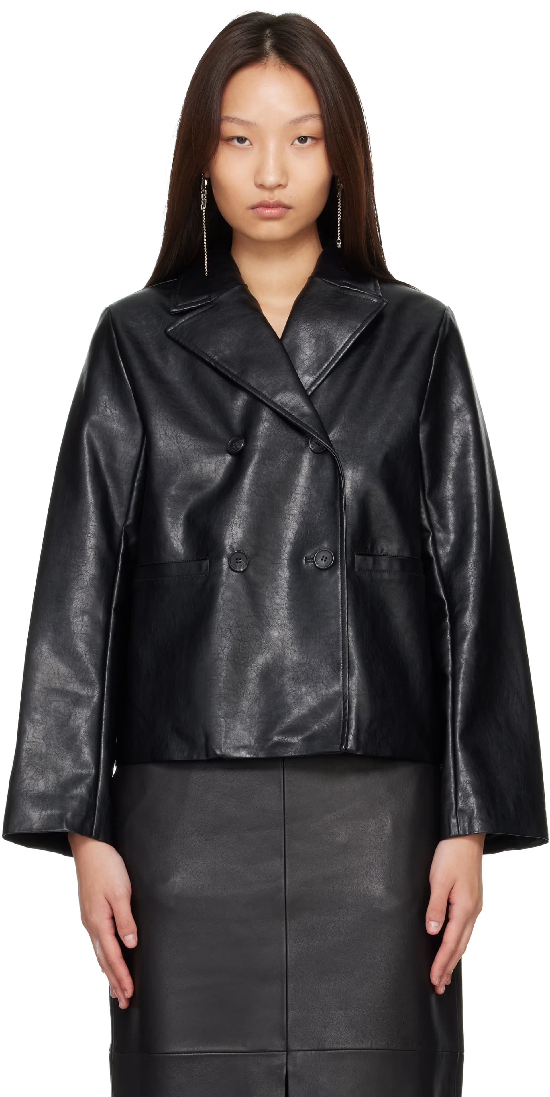 Black Finley Faux-Leather Coat by rag & bone