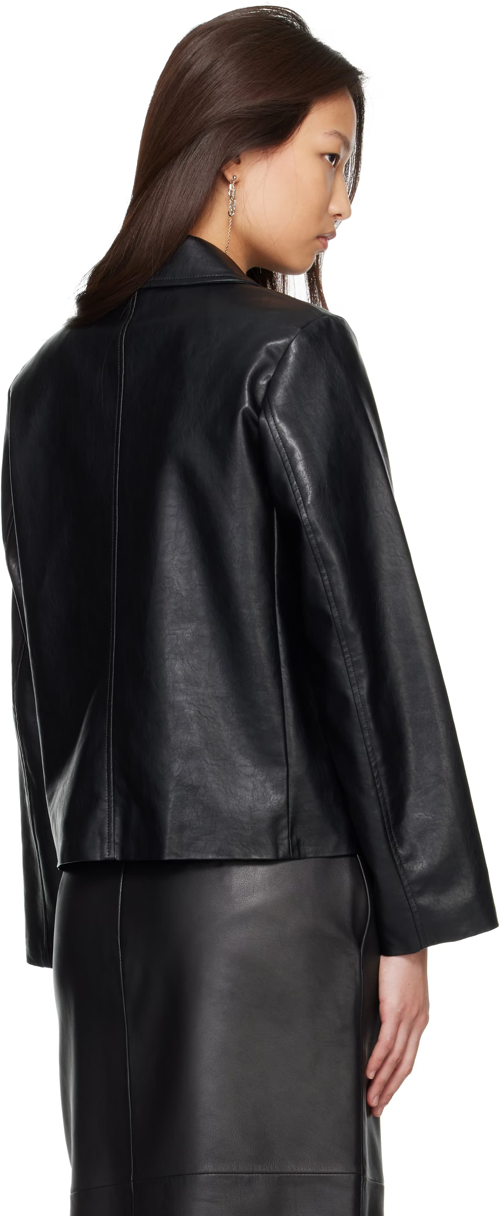 Black Finley Faux-Leather Coat 3