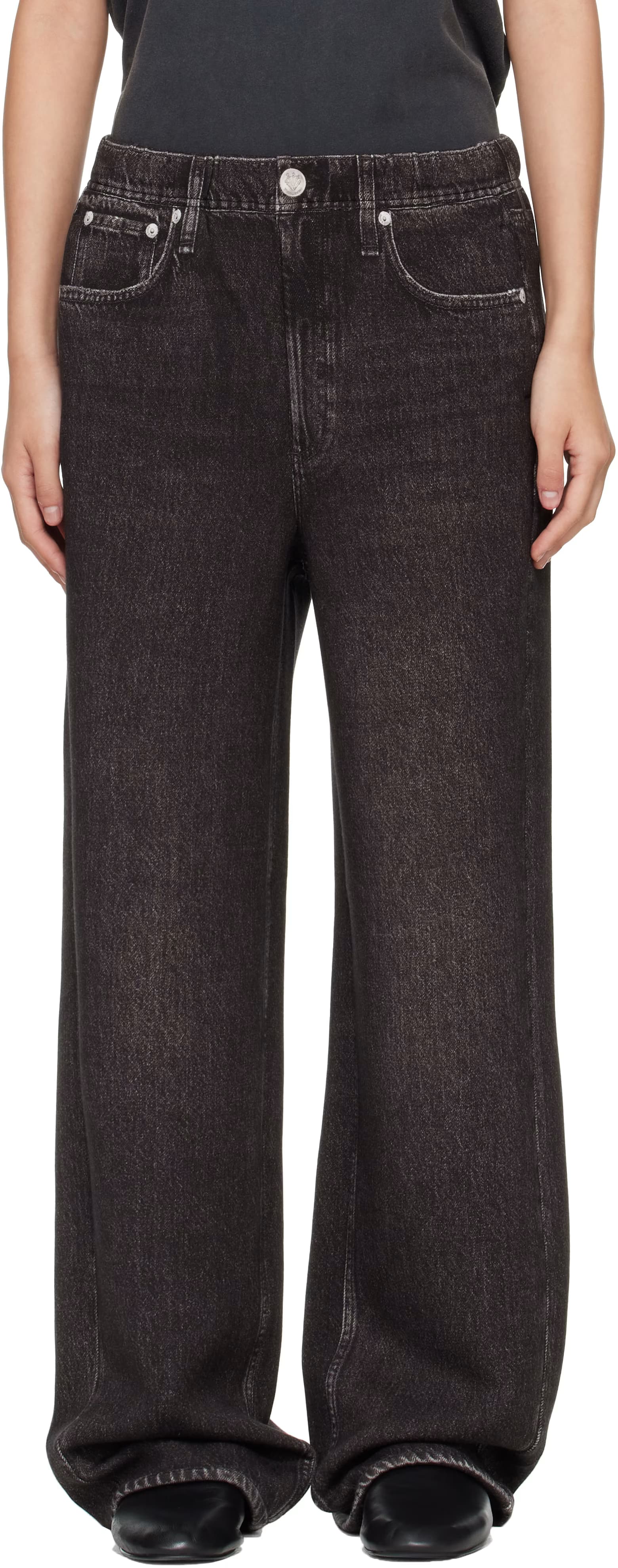 Black Miramar Mallow Wide Leg Trousers by rag & bone