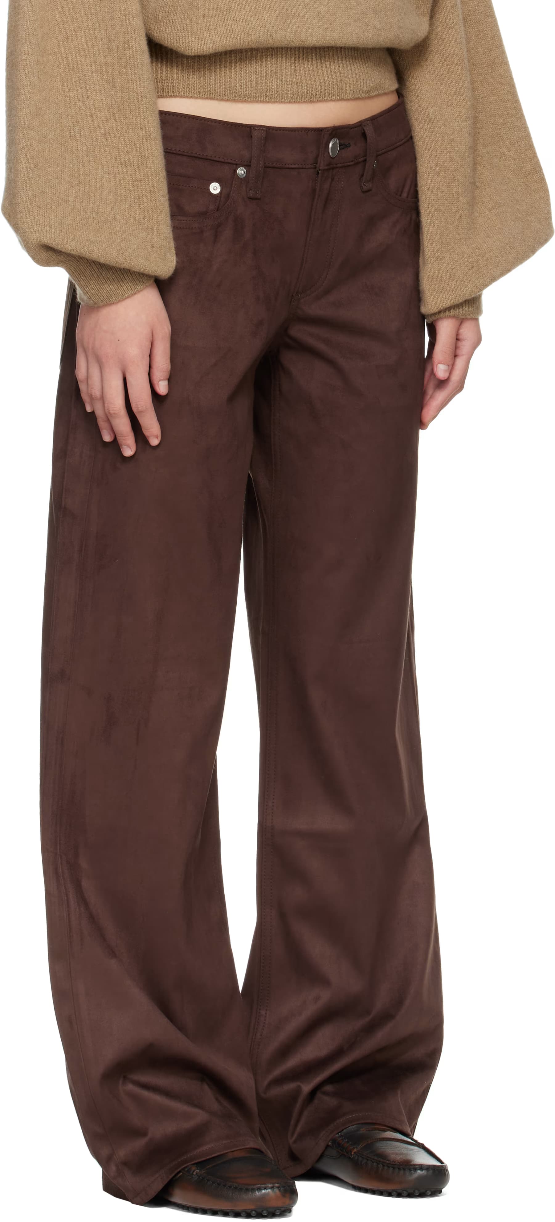 Brown Cam Faux-Suede Trousers 2