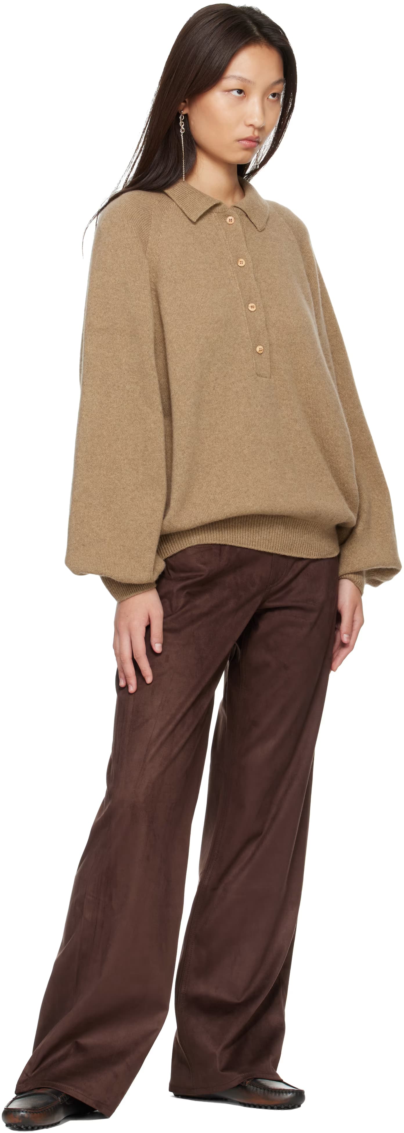 Brown Cam Faux-Suede Trousers 4