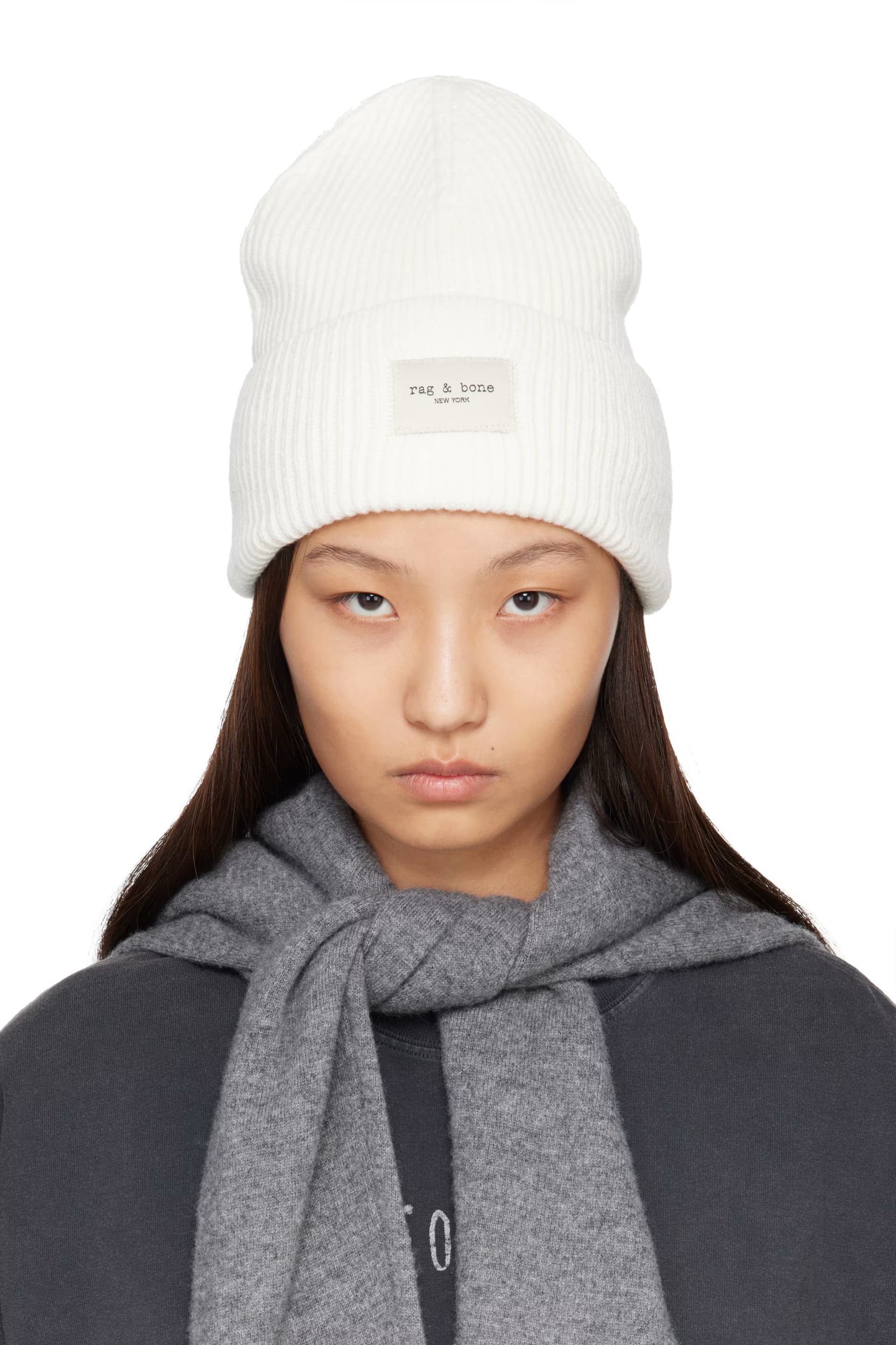White Blake Rib-Knit Beanie by rag & bone