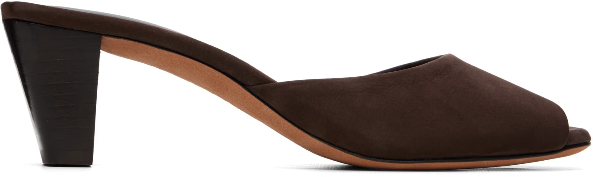 Brown Ease Mule Heeled Sandals by JUDE