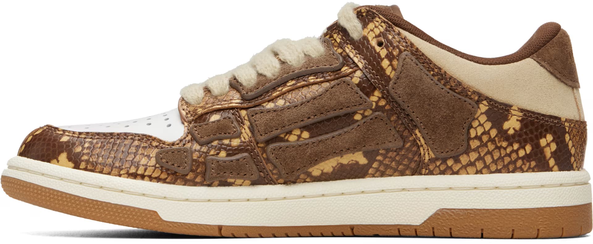 Brown Printed Python Skel Top Low Sneakers 3