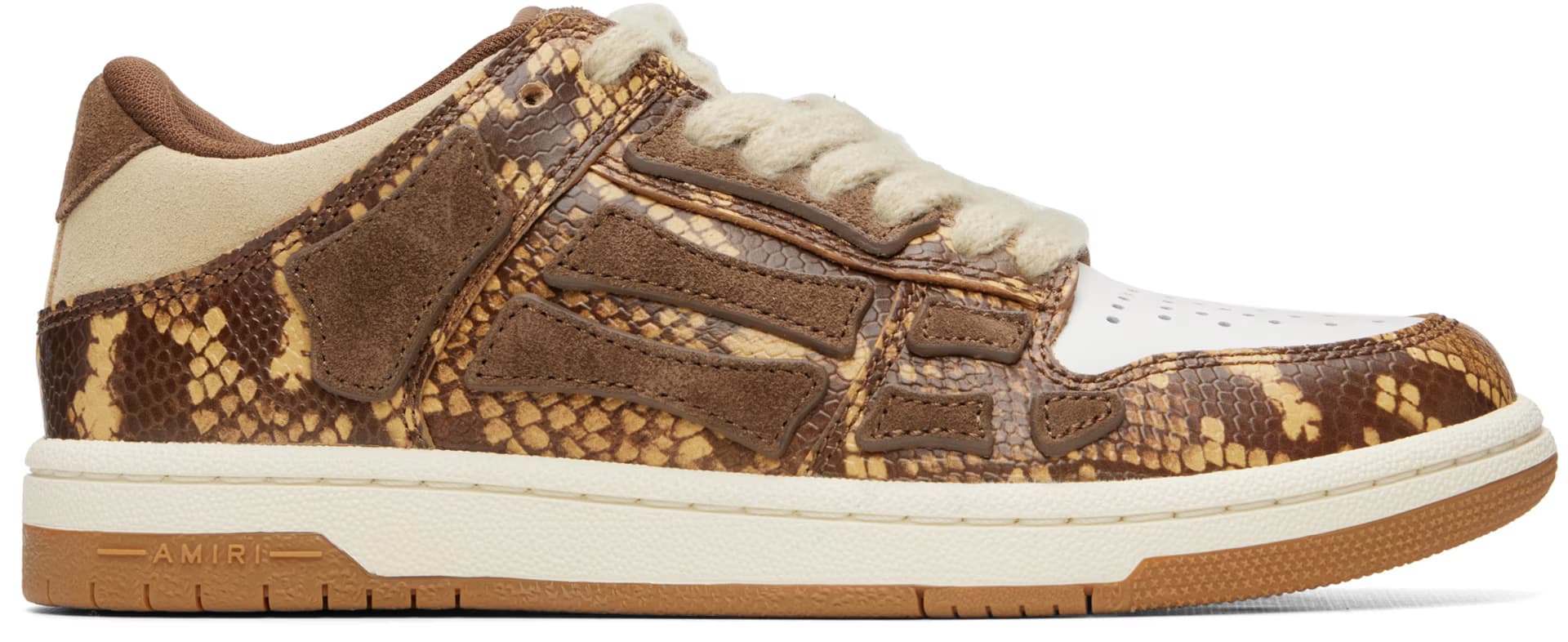 Brown Printed Python Skel Top Low Sneakers by Amiri