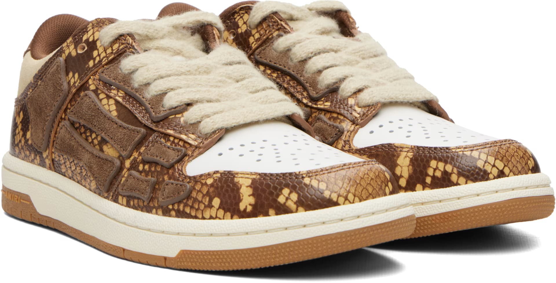 Brown Printed Python Skel Top Low Sneakers 4