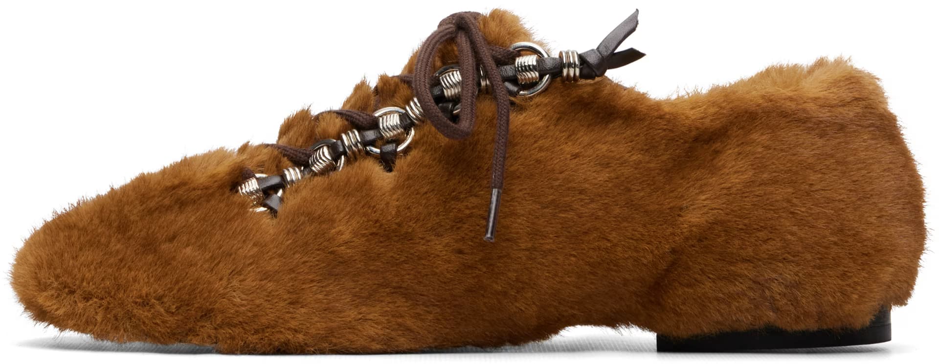 Brown Faux-Fur Leather Derbys 3
