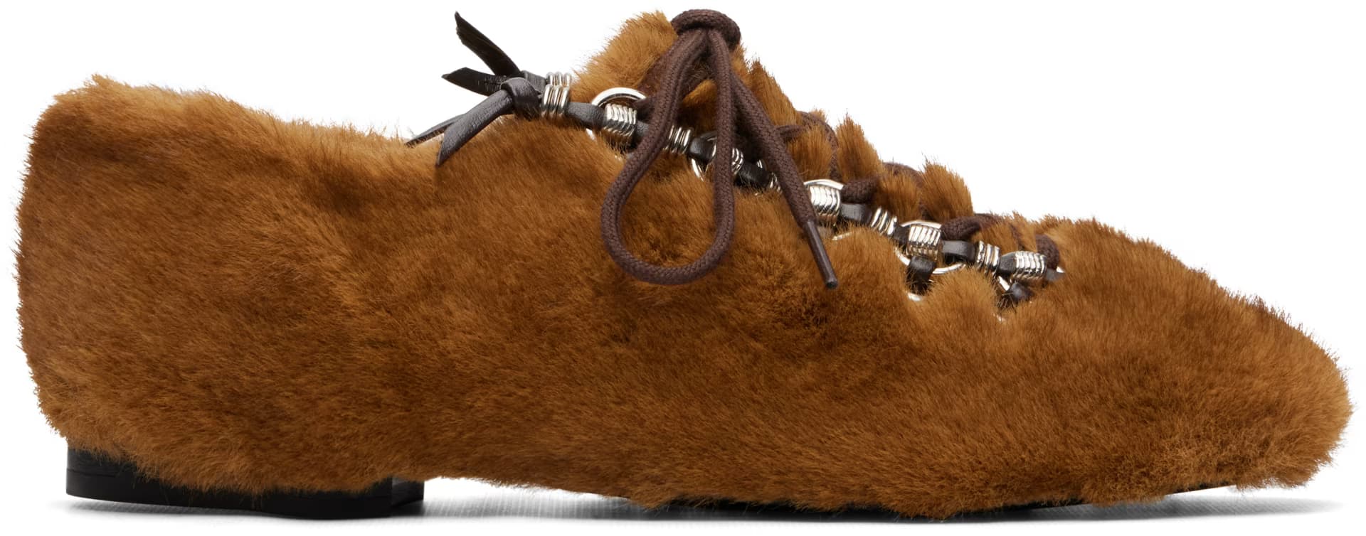 Brown Faux-Fur Leather Derbys by Toga Pulla