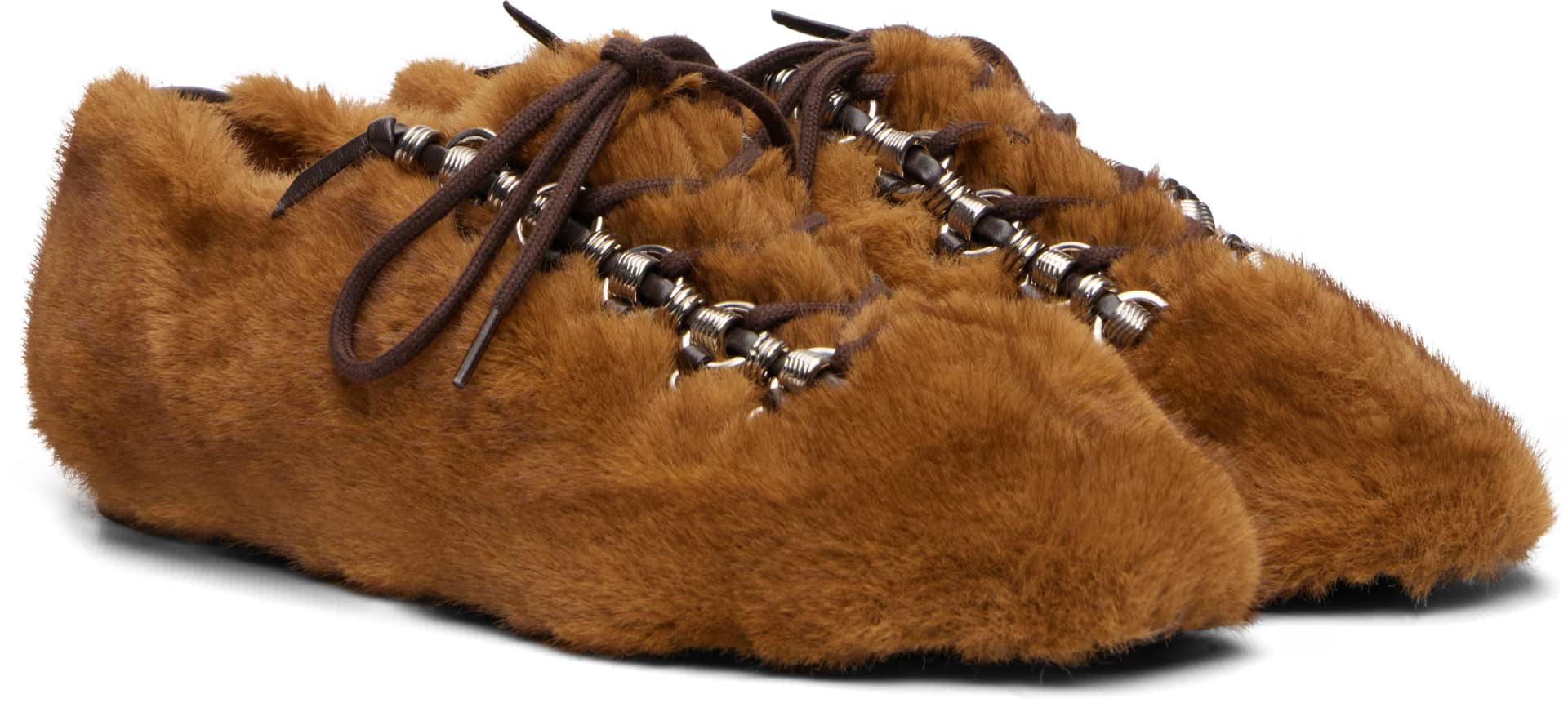 Brown Faux-Fur Leather Derbys 4