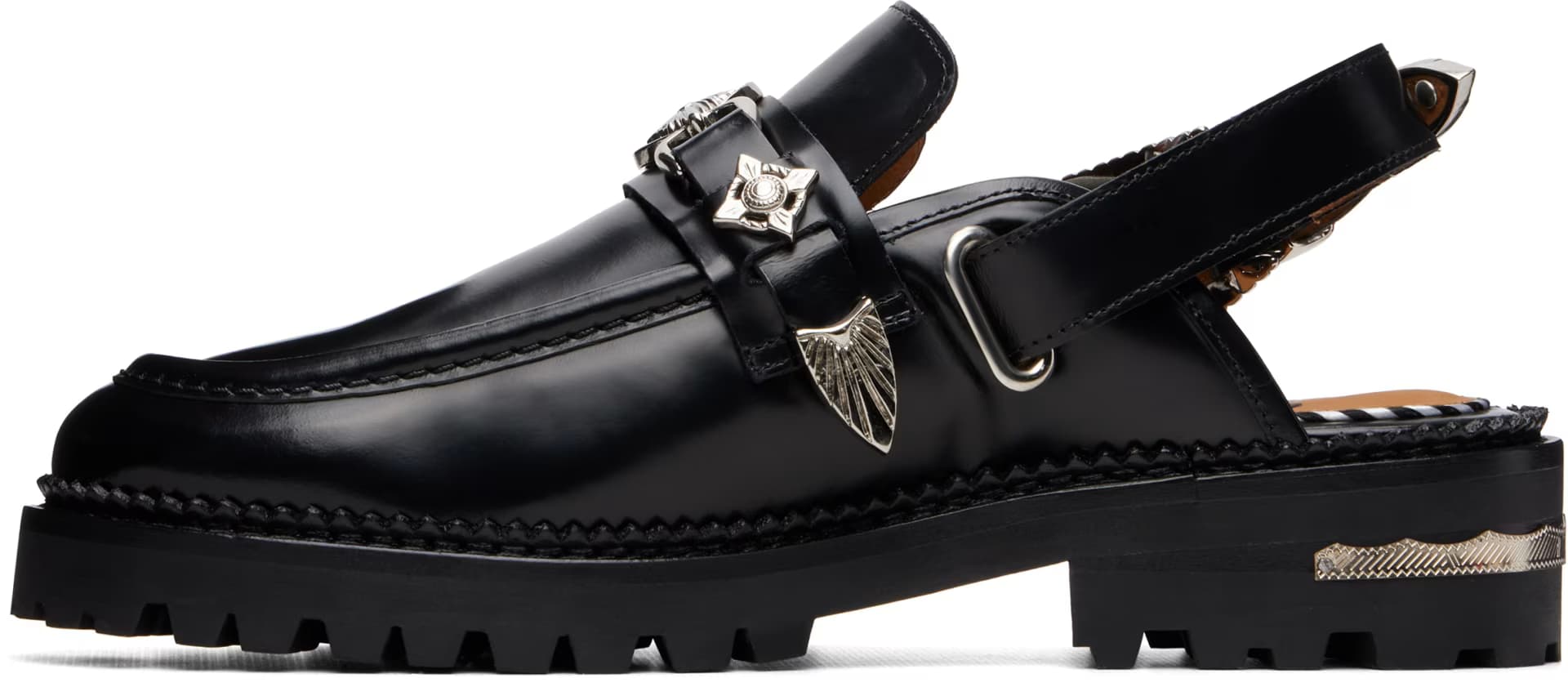 Black Metal Mule Loafers 3