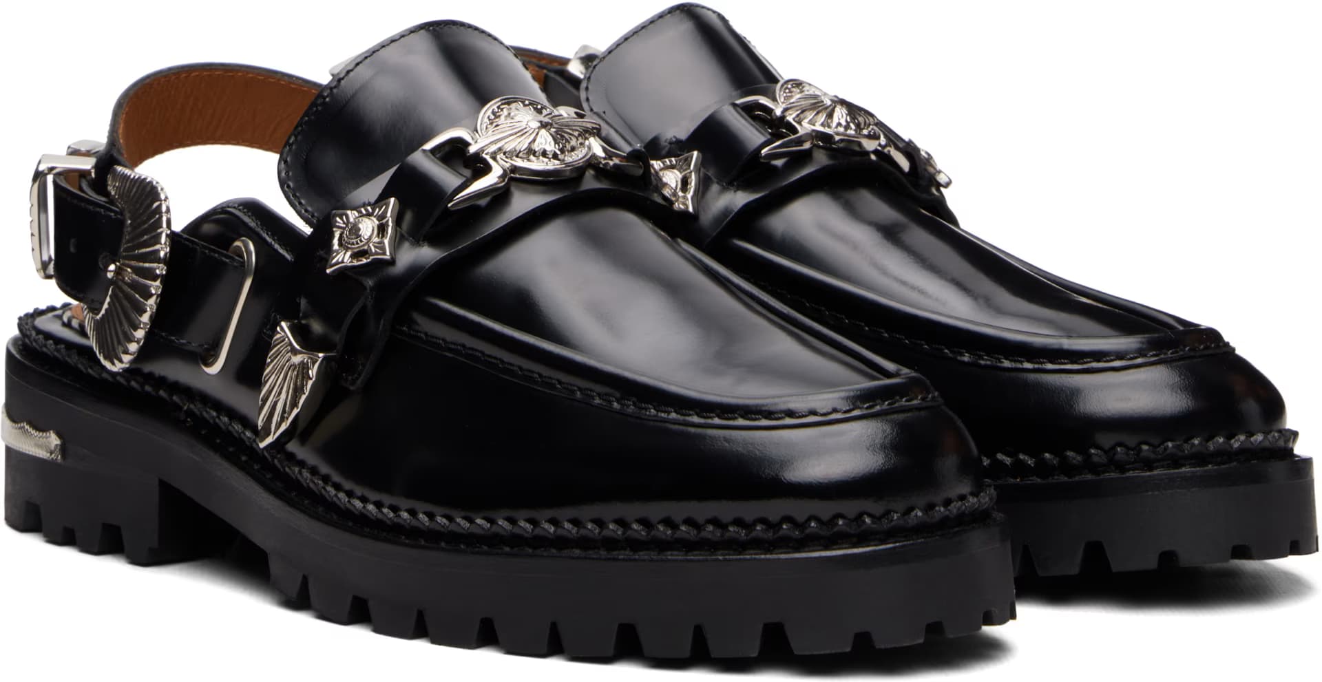 Black Metal Mule Loafers 4