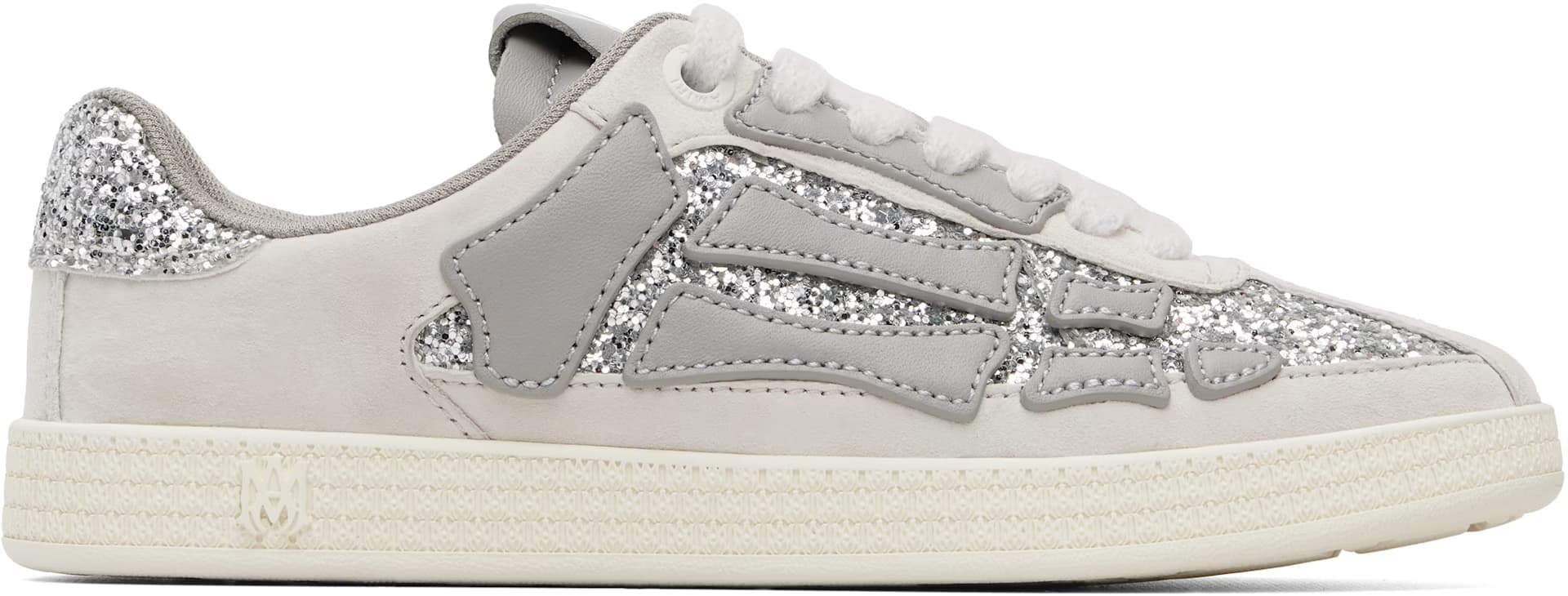 Gray & Silver Glitter Pacific Bones Sneakers by Amiri