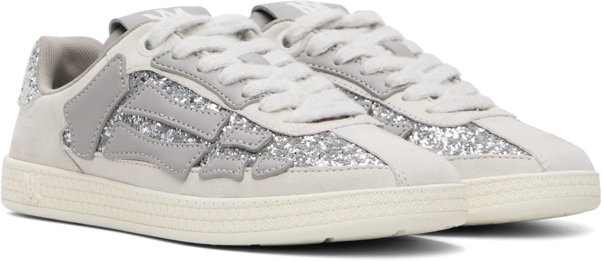 Gray & Silver Glitter Pacific Bones Sneakers by Amiri